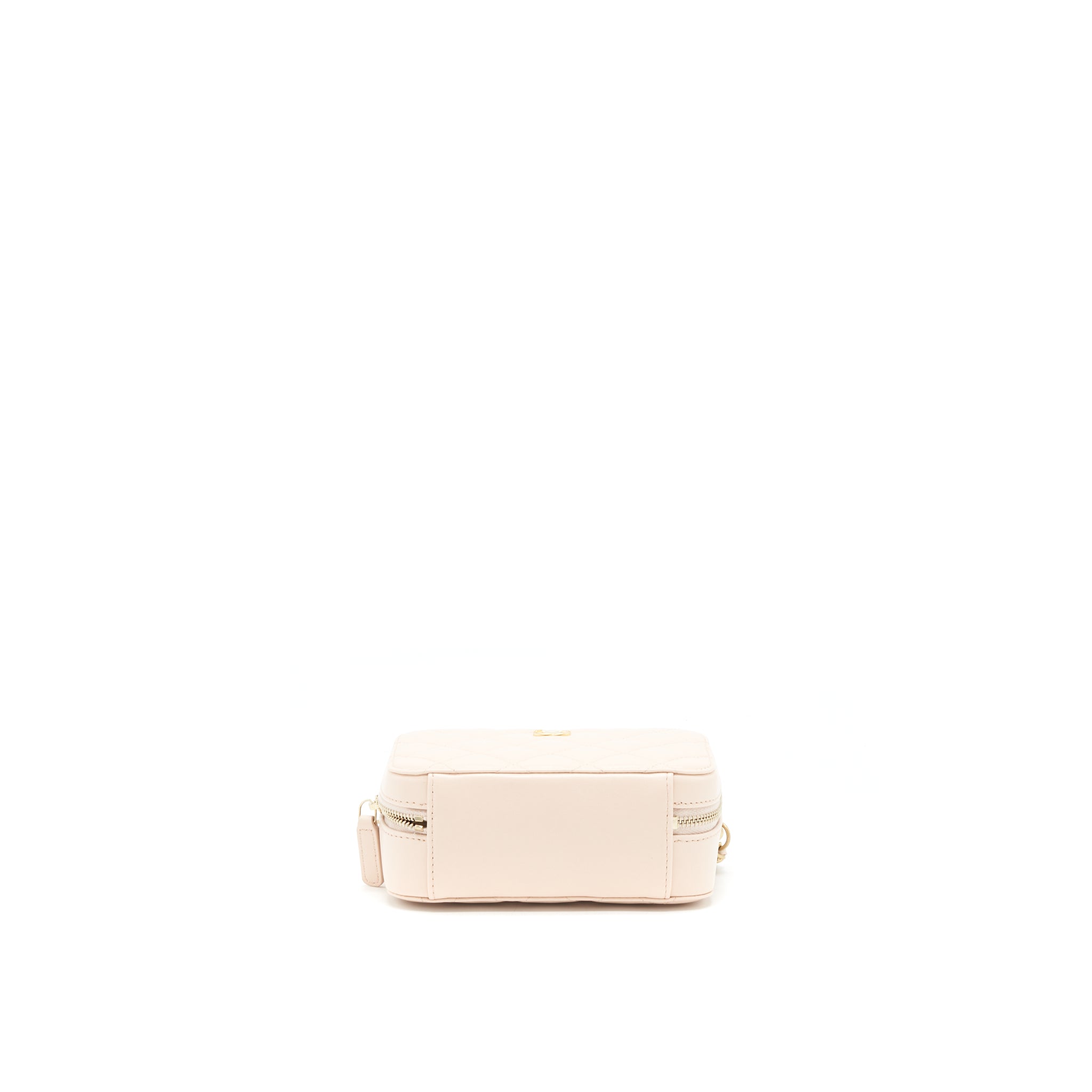 CHANEL PEARL CRUSH MINI CAMERA CASE WITH CHAIN LAMBSKIN LIGHT BEIGE GHW