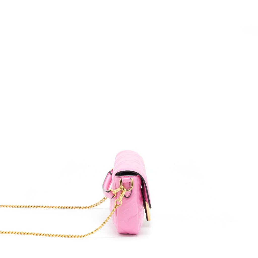 FENDI MINI BAGUETTE LAMBSKIN PINK GHW