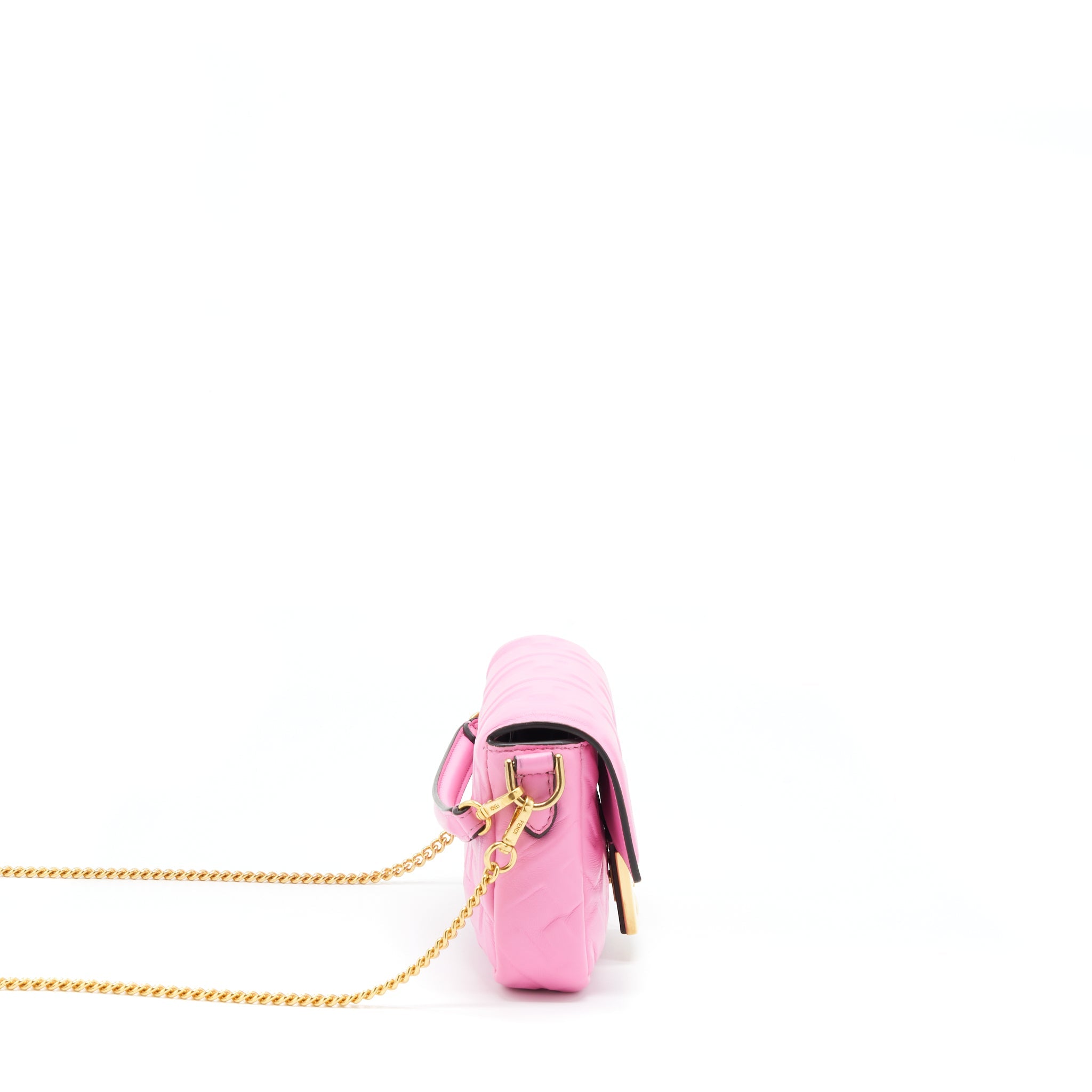 FENDI MINI BAGUETTE LAMBSKIN PINK GHW