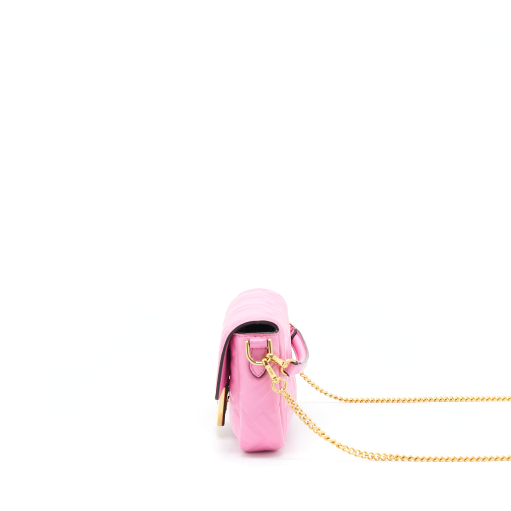 FENDI MINI BAGUETTE LAMBSKIN PINK GHW