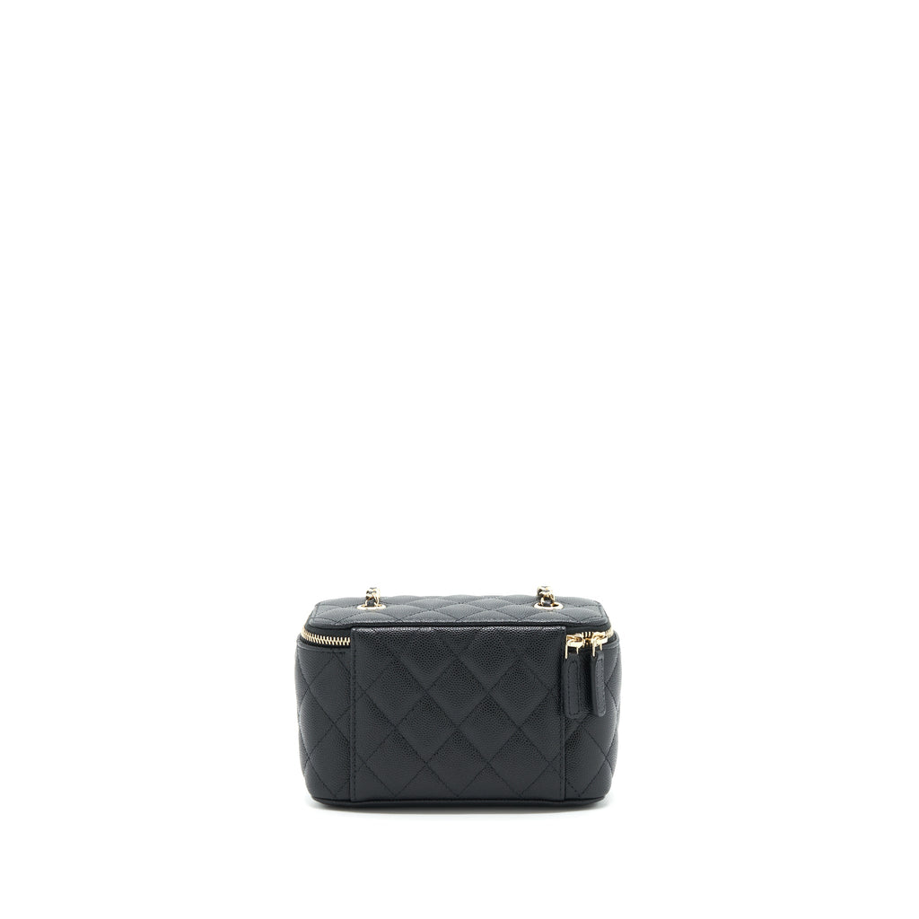 CHANEL CAVIAR LONG VANITY CASE WITH CHAIN CAVIAR BLACK LGHW