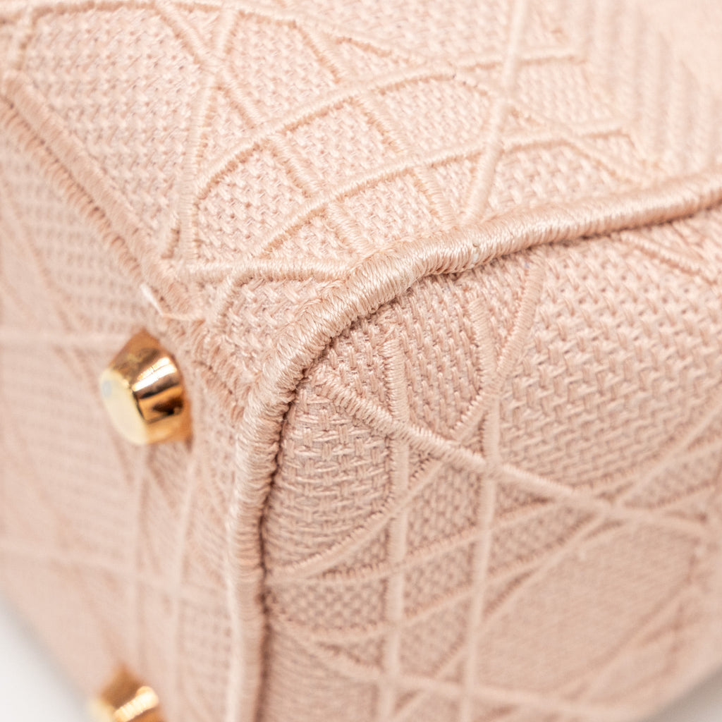 DIOR MEDIUM LADY D-LITE BAG CANNAGE EMBROIDERY ROSEWOOD PINK HARDWARE