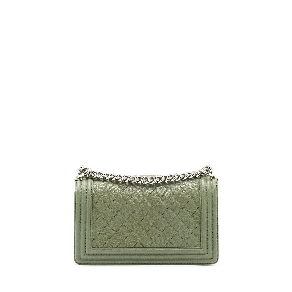 CHANEL MEDIUM BOY BAG CAVIAR LIGHT GREEN LGHW
