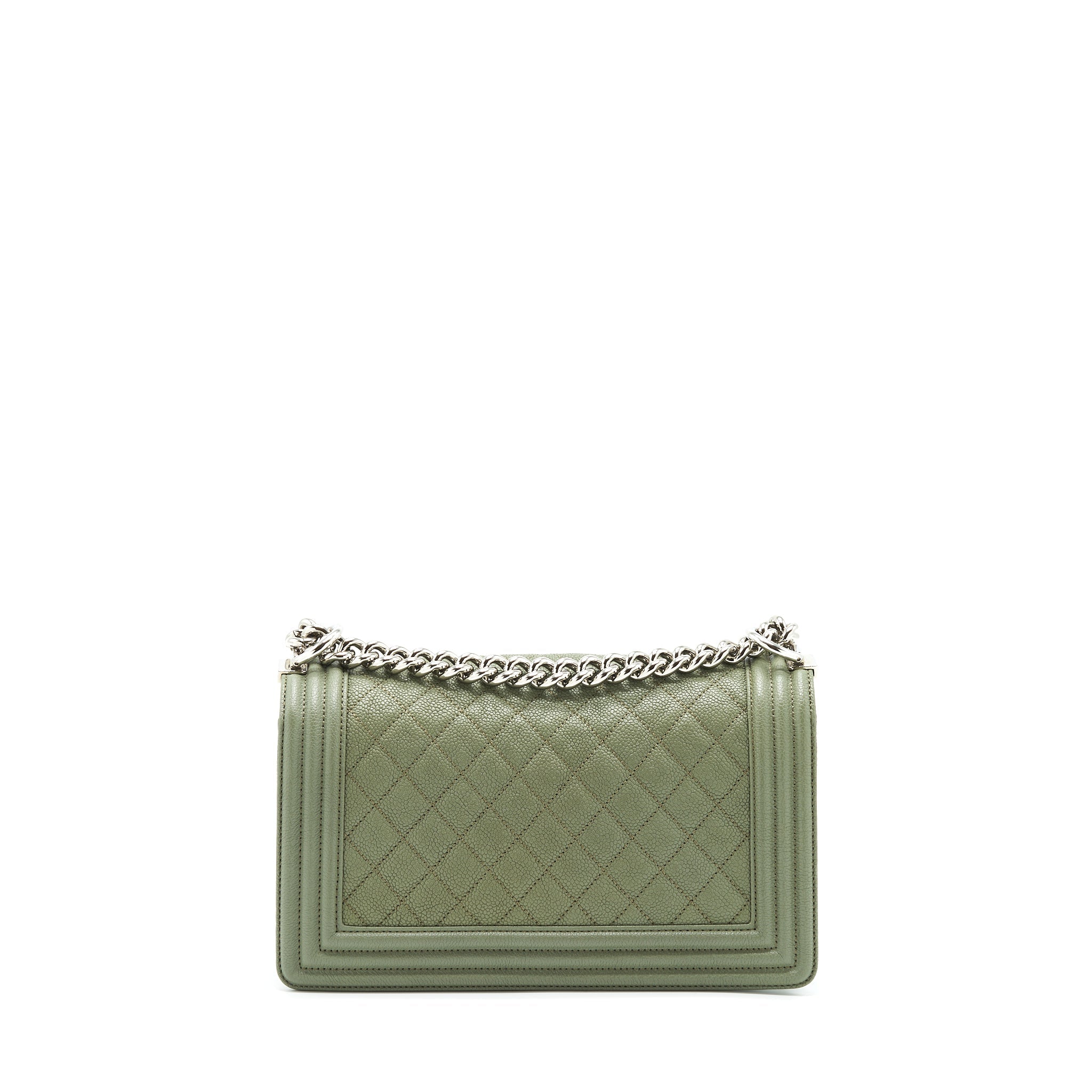 CHANEL MEDIUM BOY BAG CAVIAR LIGHT GREEN LGHW