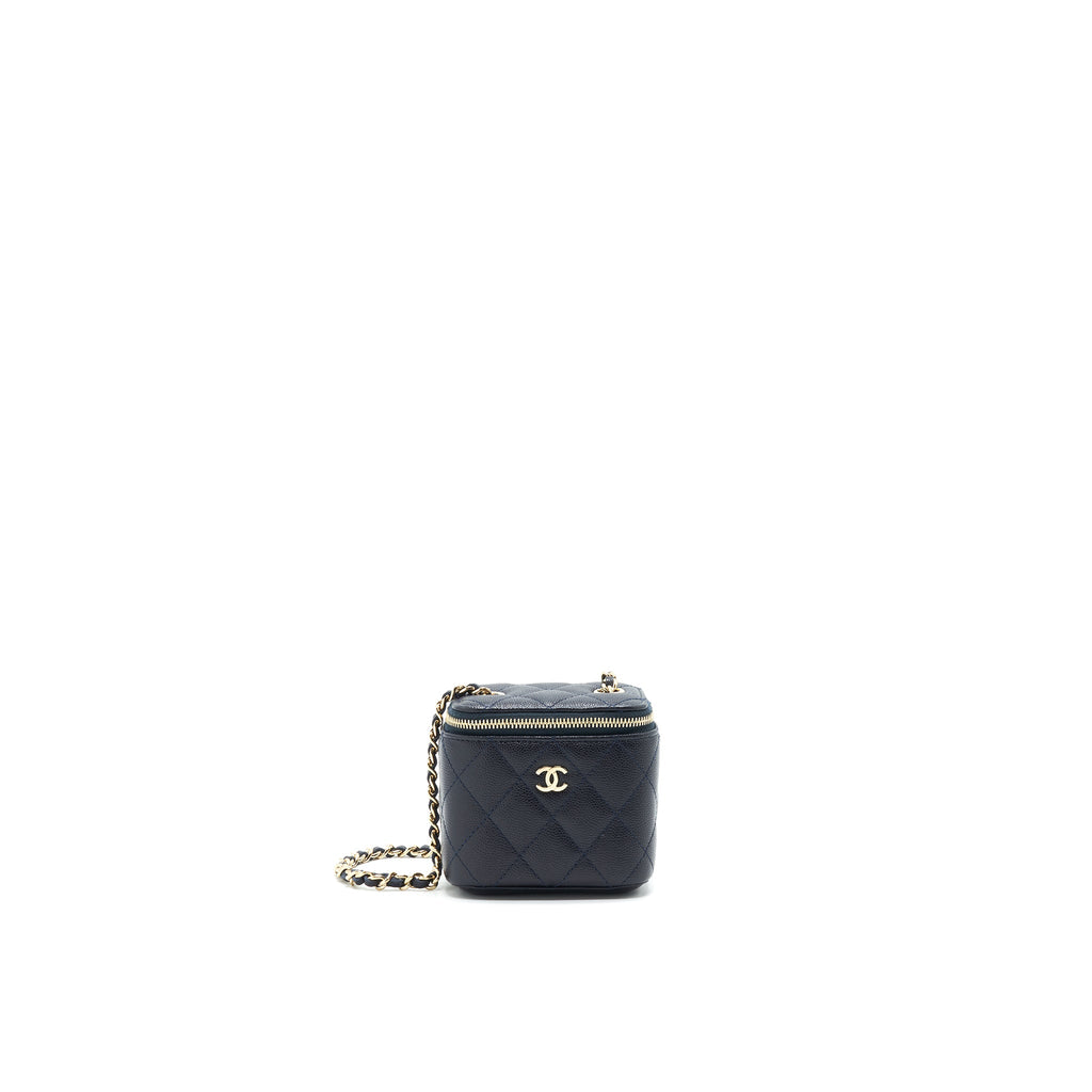 CHANEL SMALL VANITY WITH CHAIN NAVY BLUE WITH LGHW