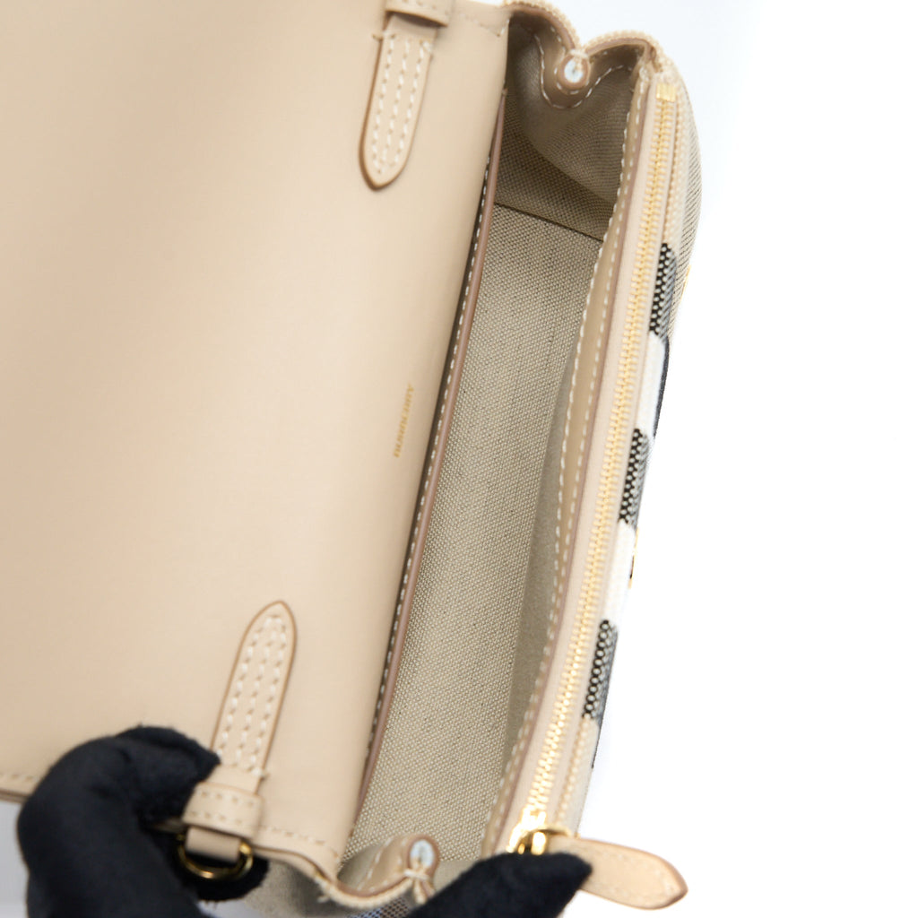 BURBERRY HACKBERRY CROSSBODY BAG CANVAS SOFT FAWN GHW