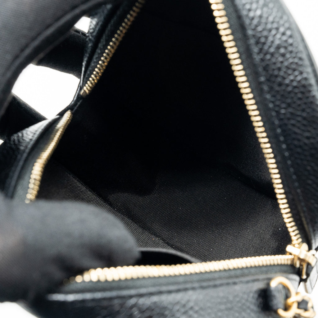 CHANEL CC FILIGREE QUILTED ROUND CROSSBODY BAG CAVIAR BLACK GHW