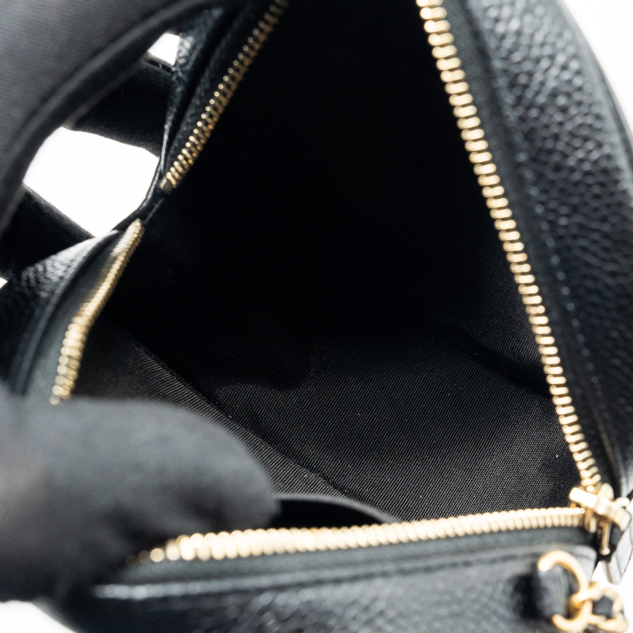 CHANEL CC FILIGREE QUILTED ROUND CROSSBODY BAG CAVIAR BLACK GHW