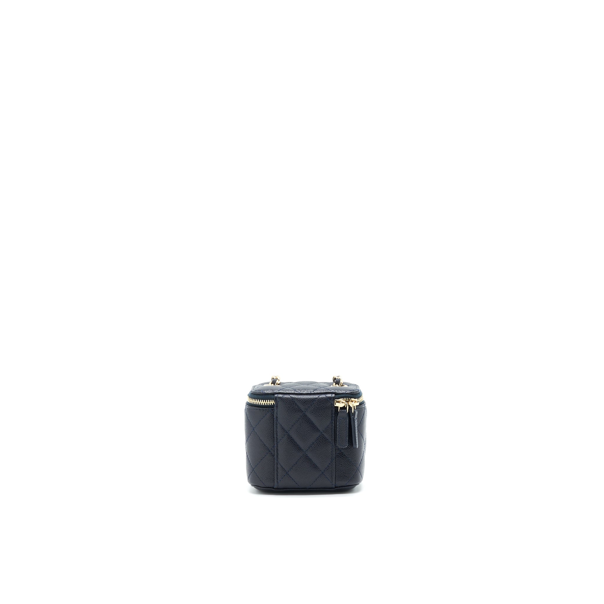 CHANEL SMALL VANITY WITH CHAIN NAVY BLUE WITH LGHW