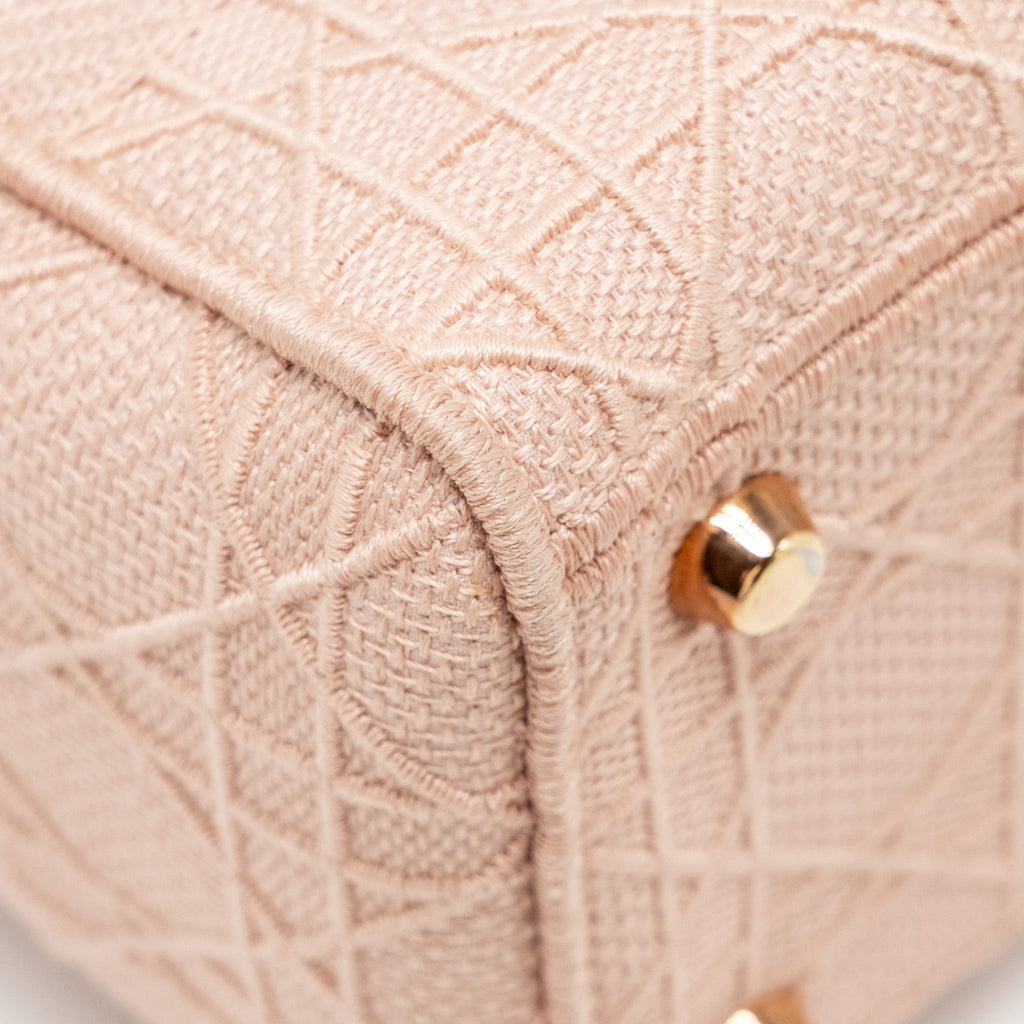 DIOR MEDIUM LADY D-LITE BAG CANNAGE EMBROIDERY ROSEWOOD PINK HARDWARE