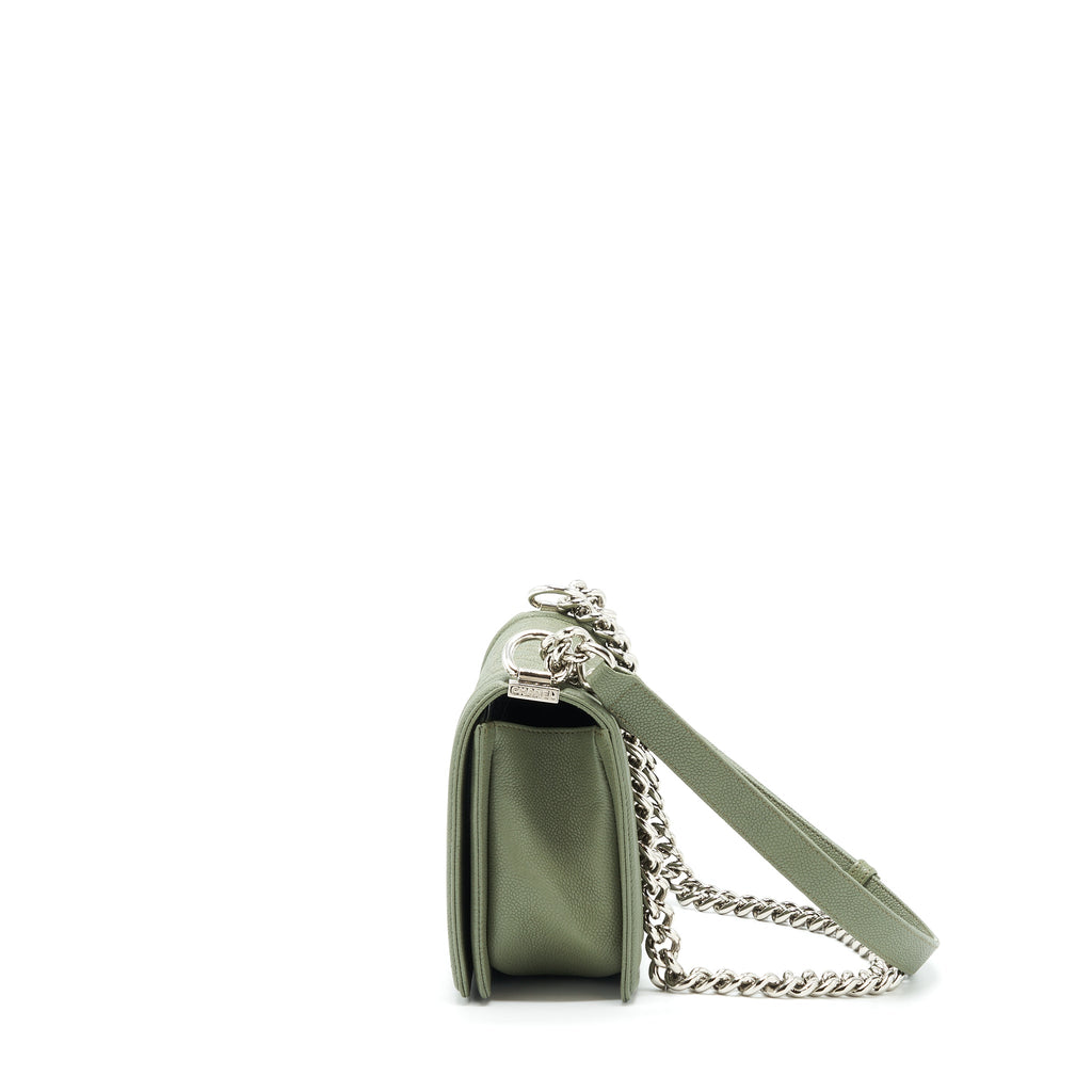 CHANEL MEDIUM BOY BAG CAVIAR LIGHT GREEN LGHW