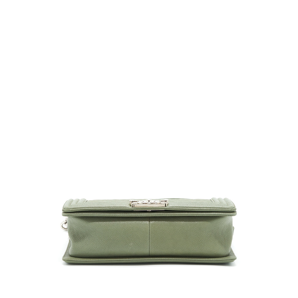 CHANEL MEDIUM BOY BAG CAVIAR LIGHT GREEN LGHW