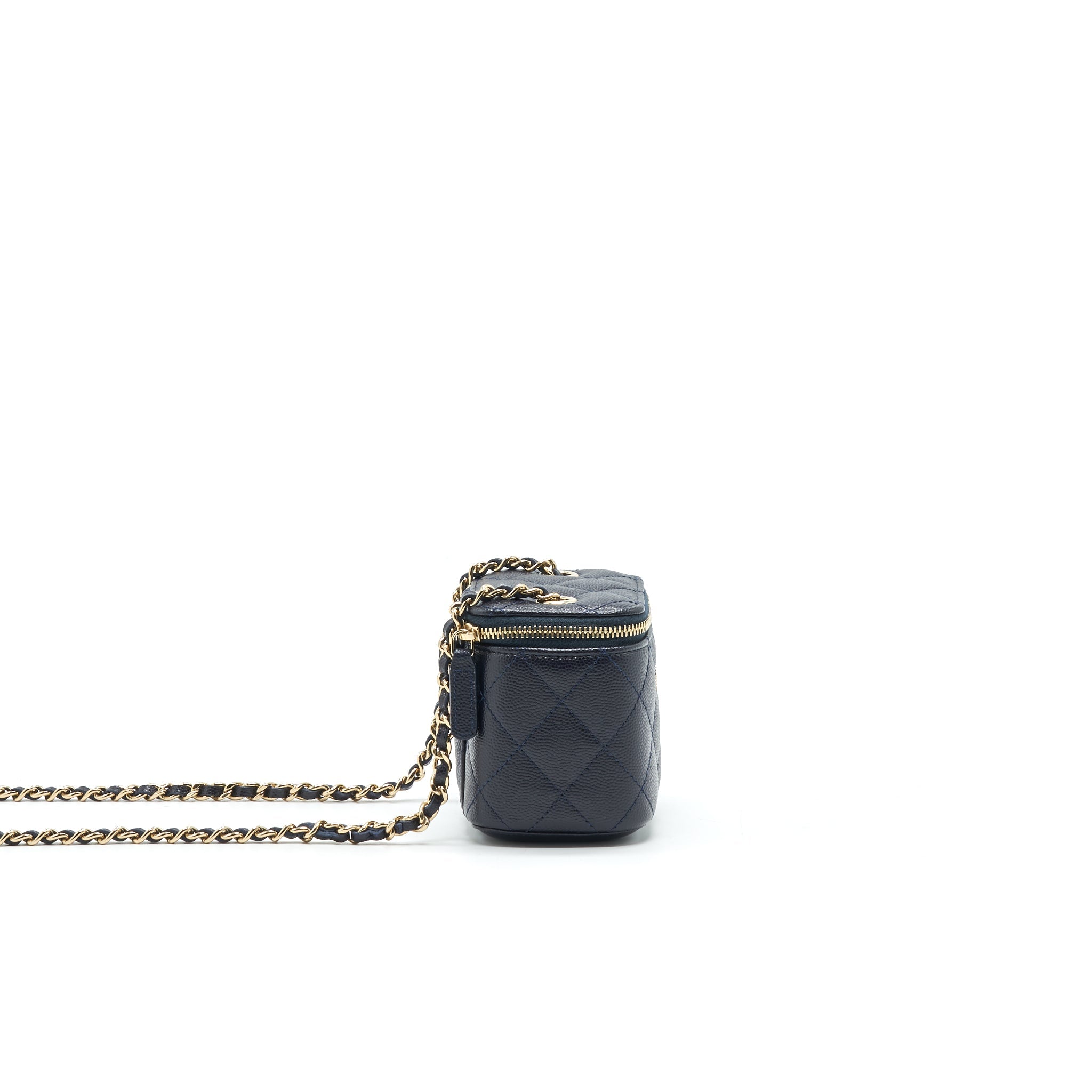 CHANEL SMALL VANITY WITH CHAIN NAVY BLUE WITH LGHW