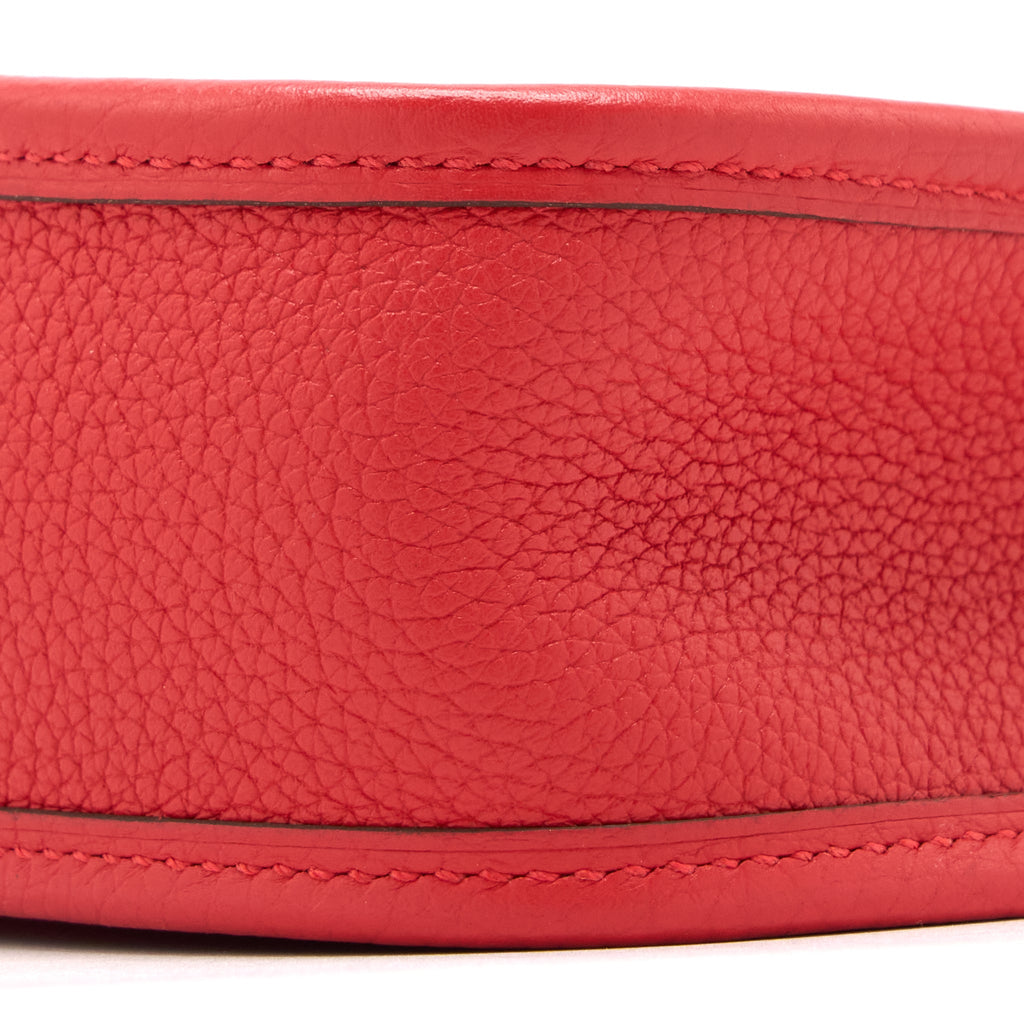 HERMES MINI EVELYNE TAURILLON MAURICE ROUGE COEUR WITH MULTICOLOUR STRAP SHW