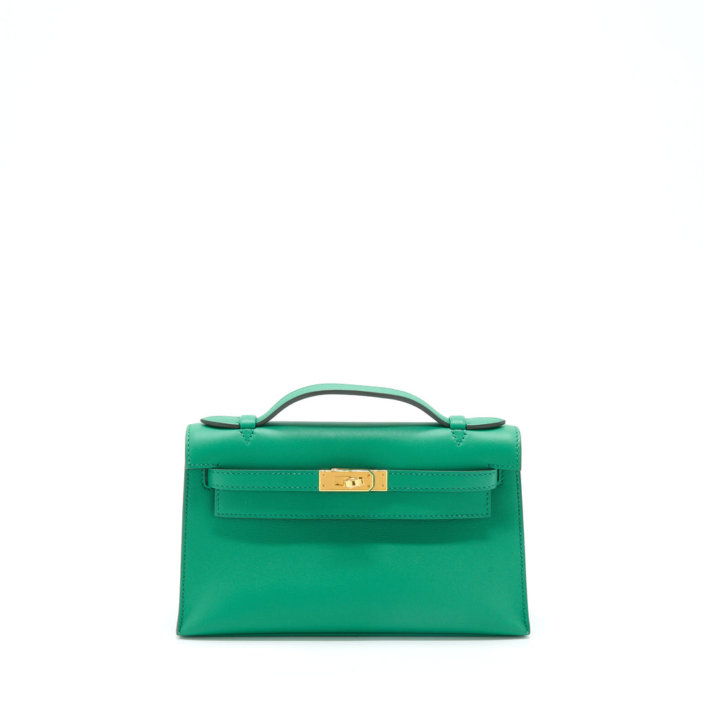 HERMES KELLY POCHETTE SWIFT U4 VERT VERTIGO GHW