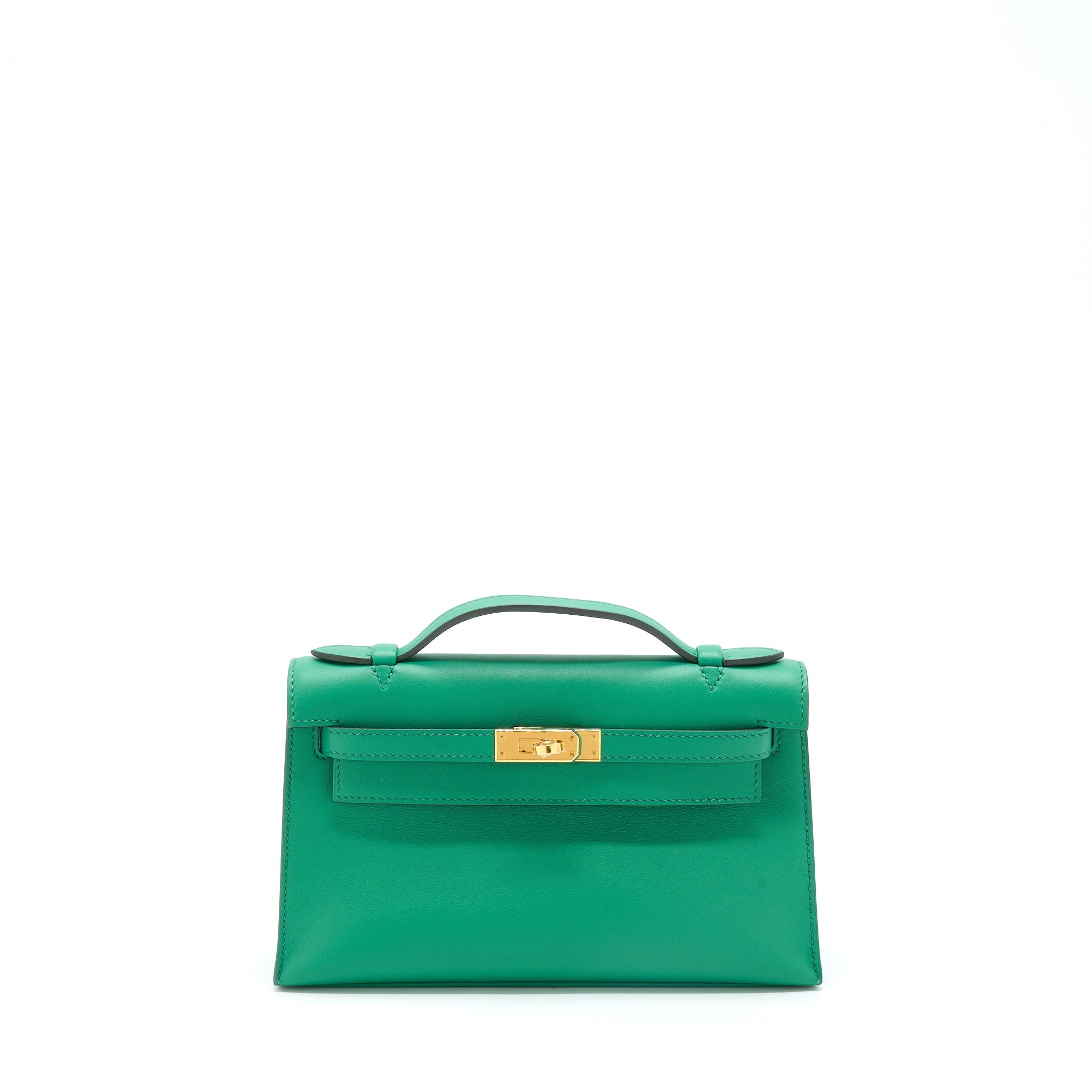 HERMES KELLY POCHETTE SWIFT U4 VERT VERTIGO GHW