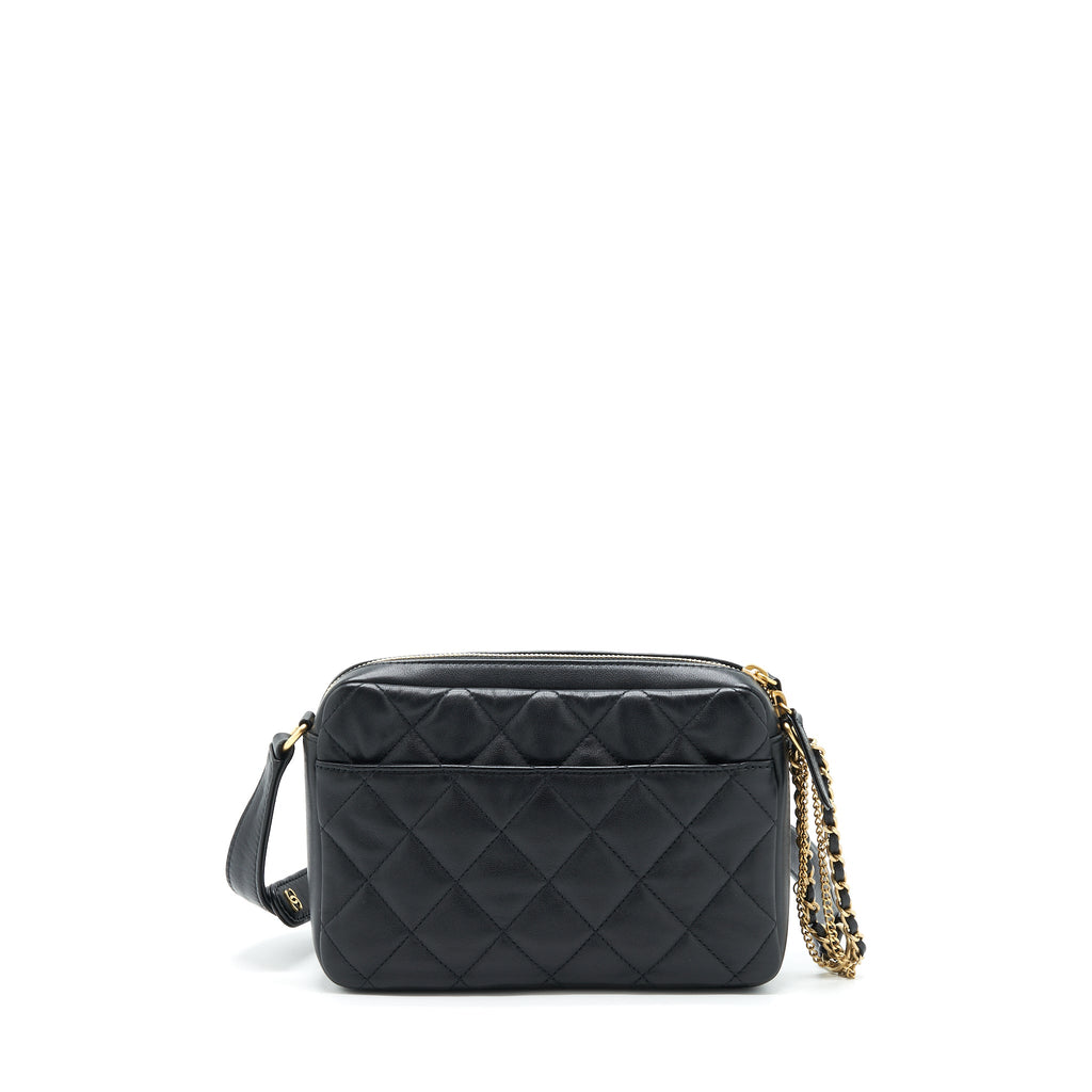 CHANEL 22C CAMERA BAG CALFSKIN BLACK GHW(MICROCHIP)
