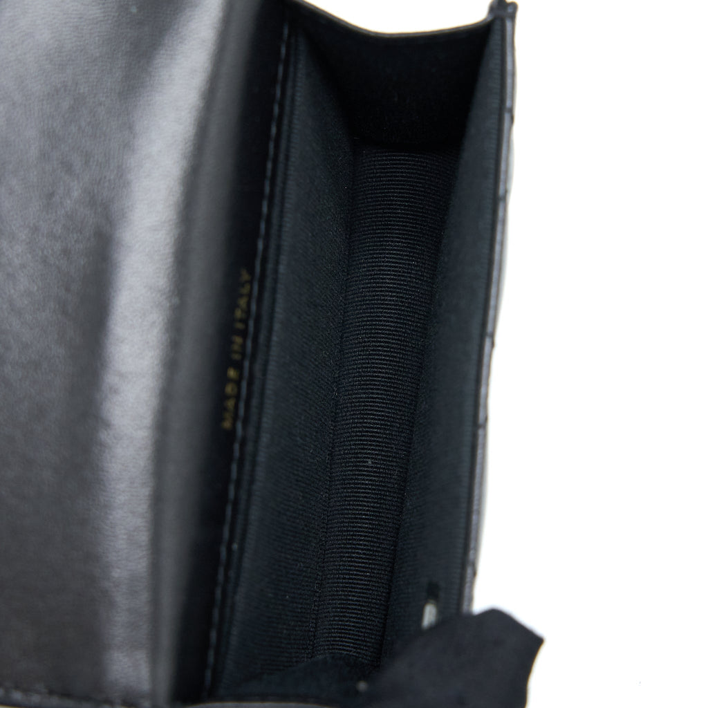 CHANEL JEWEL HOOK CARDHOLDER LAMBSKIN BLACK GHW