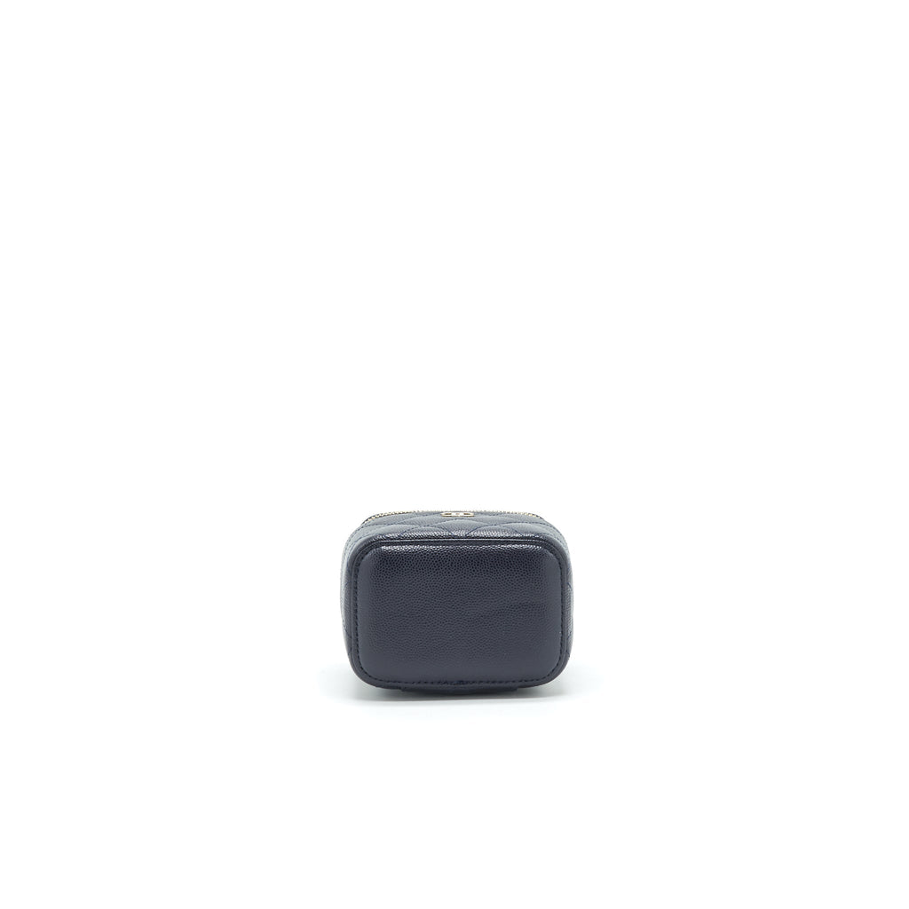CHANEL SMALL VANITY WITH CHAIN NAVY BLUE WITH LGHW