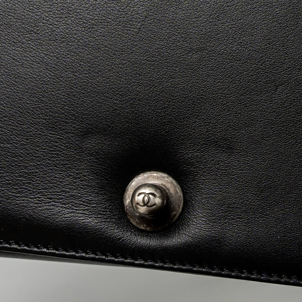 CHANEL SMALL BOY BAG CALFSKIN BLACK RUTHENIUM SILVER HARDWARE