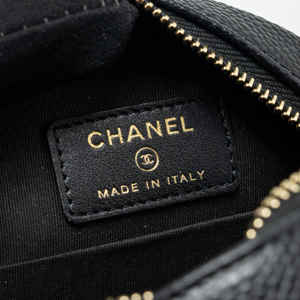 CHANEL CC FILIGREE QUILTED ROUND CROSSBODY BAG CAVIAR BLACK GHW