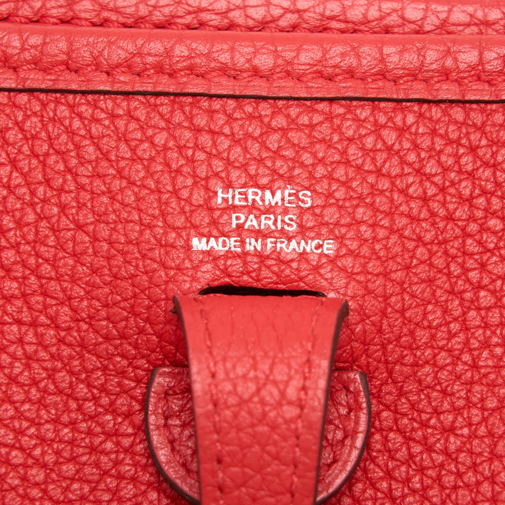 HERMES MINI EVELYNE TAURILLON MAURICE ROUGE COEUR WITH MULTICOLOUR STRAP SHW