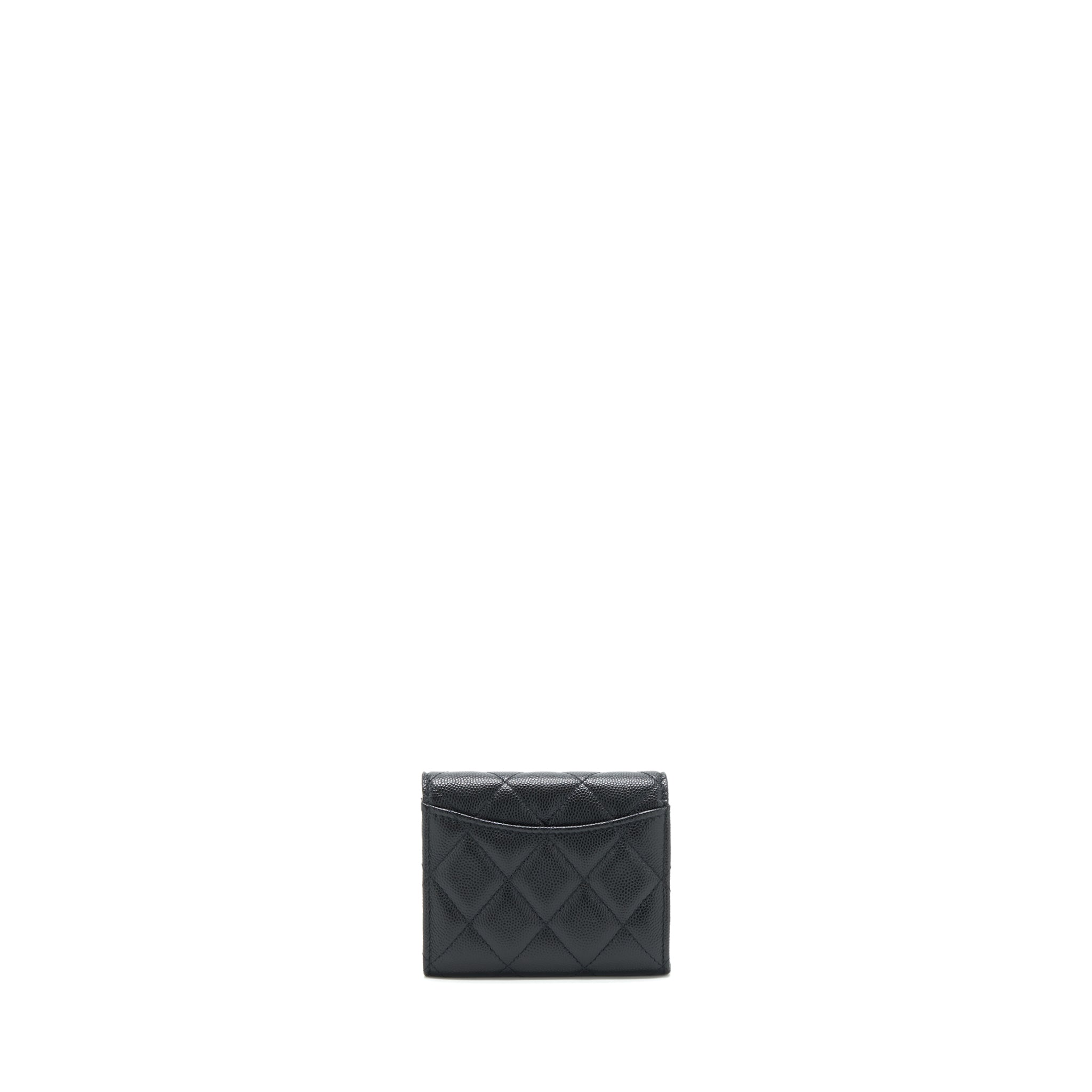 CHANEL CLASSIC CARD HOLDER WITH CHAIN CAVIAR BLACK LGHW