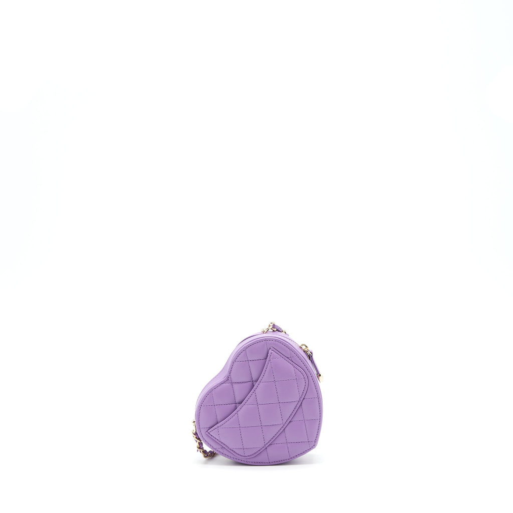 CHANEL 22S SMALL HEART BAG LAMBSKIN PURPLE LGHW