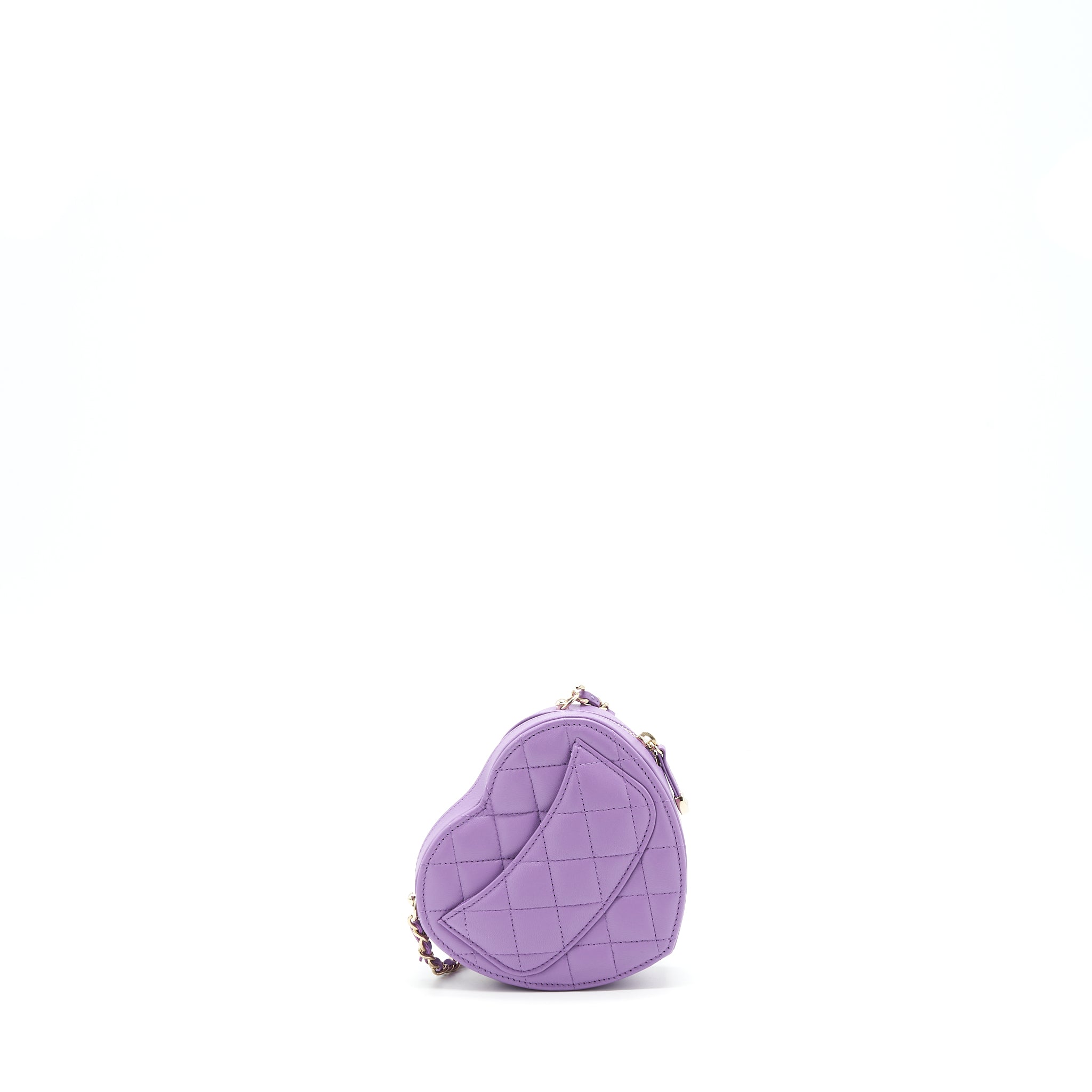 CHANEL 22S SMALL HEART BAG LAMBSKIN PURPLE LGHW
