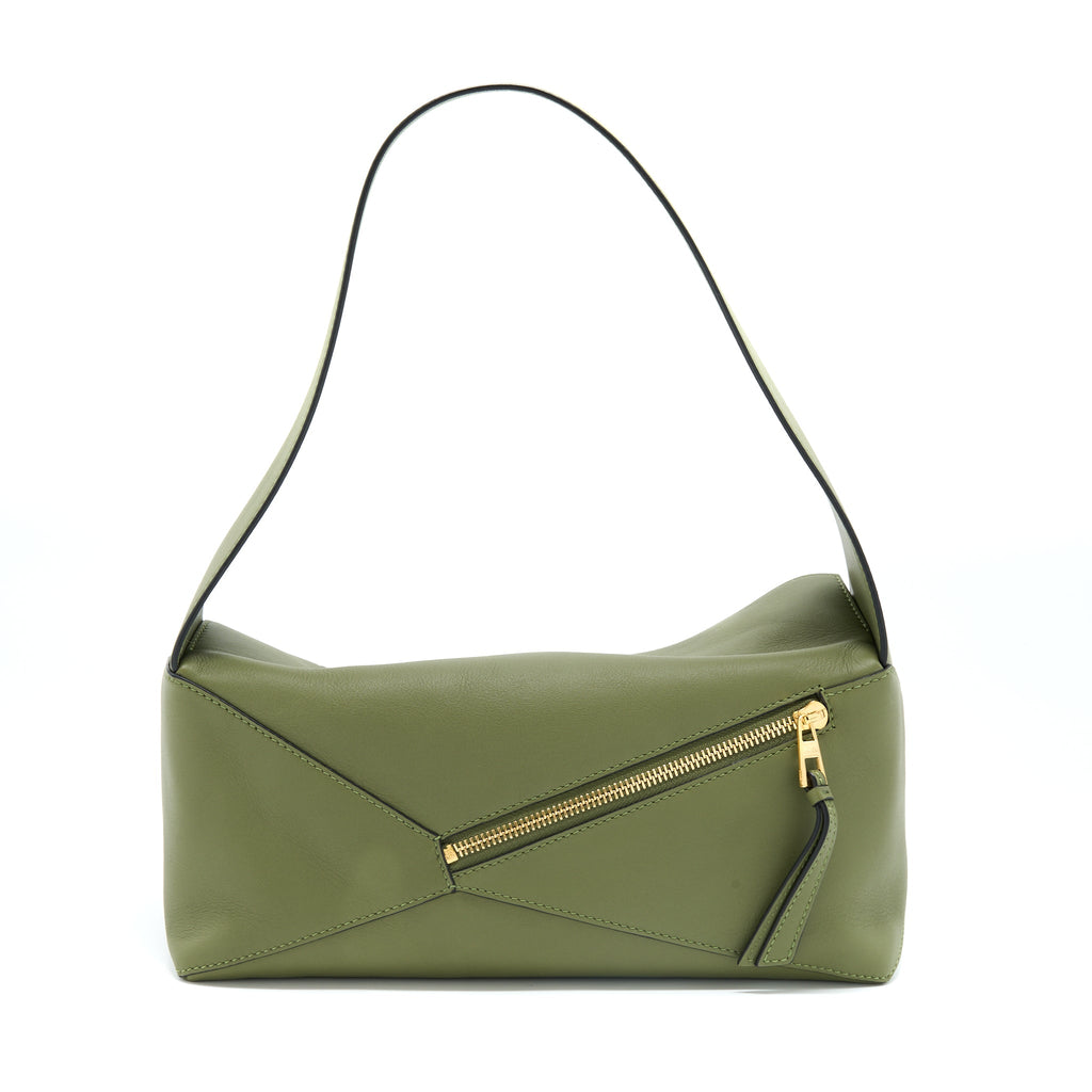 LOEWE PUZZLE HOBO BAG NAPA CALFSKIN AVOCADO GREEN GHW