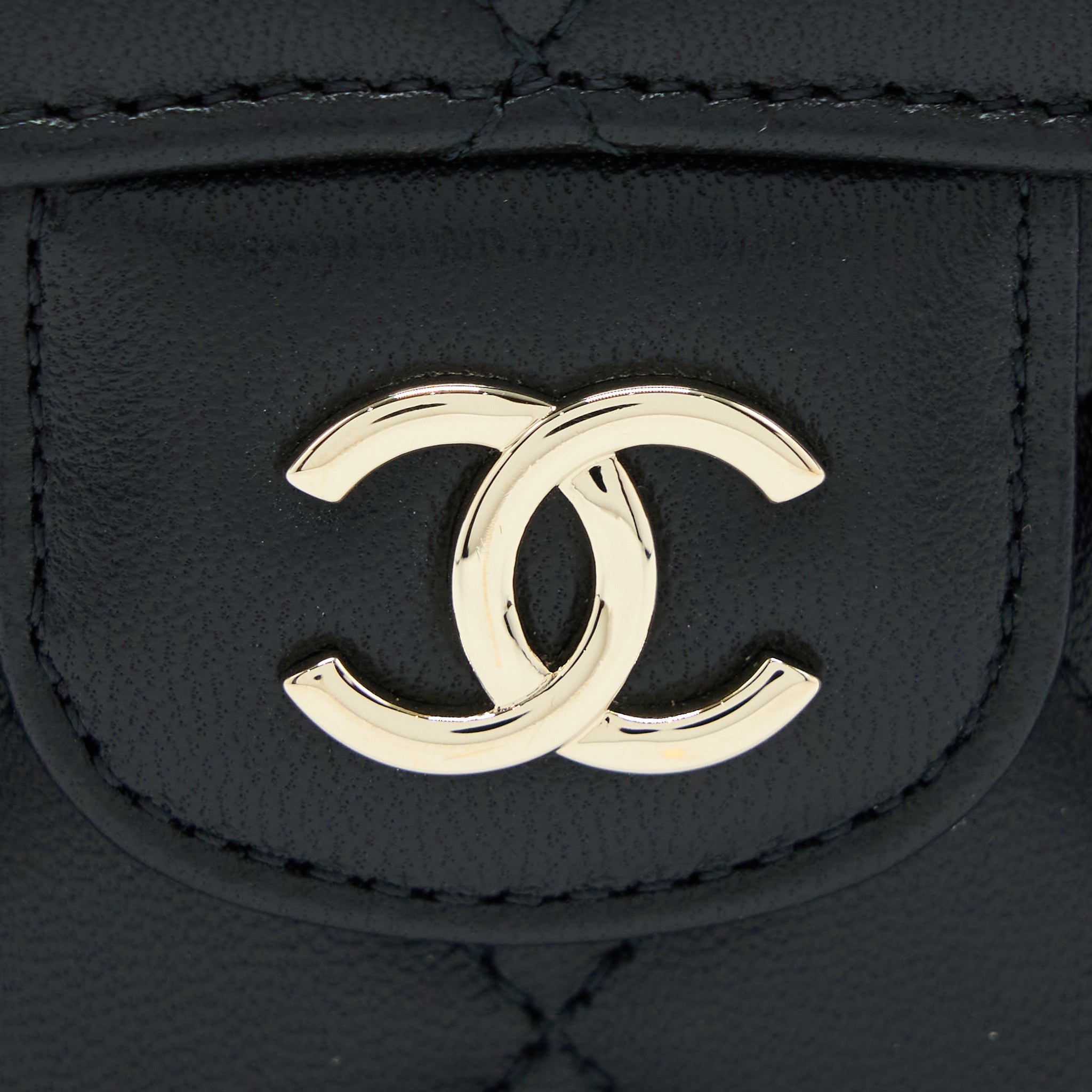 CHANEL TOP HANDLE MINI FLAP BAG LAMBSKIN BLACK LGHW