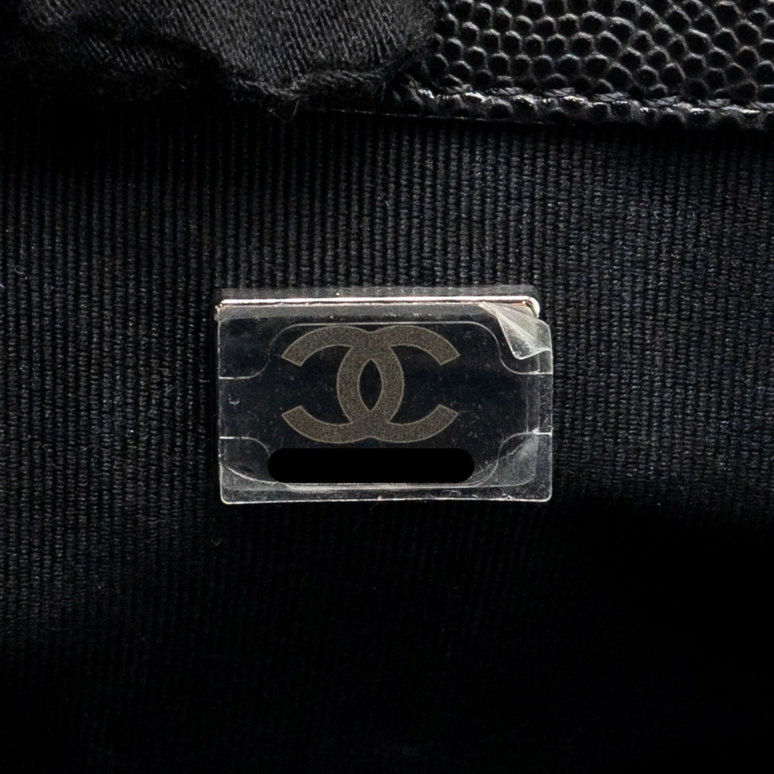 CHANEL SMALL BOY BAG CAVIAR BLACK SHW (MICROCHIP)