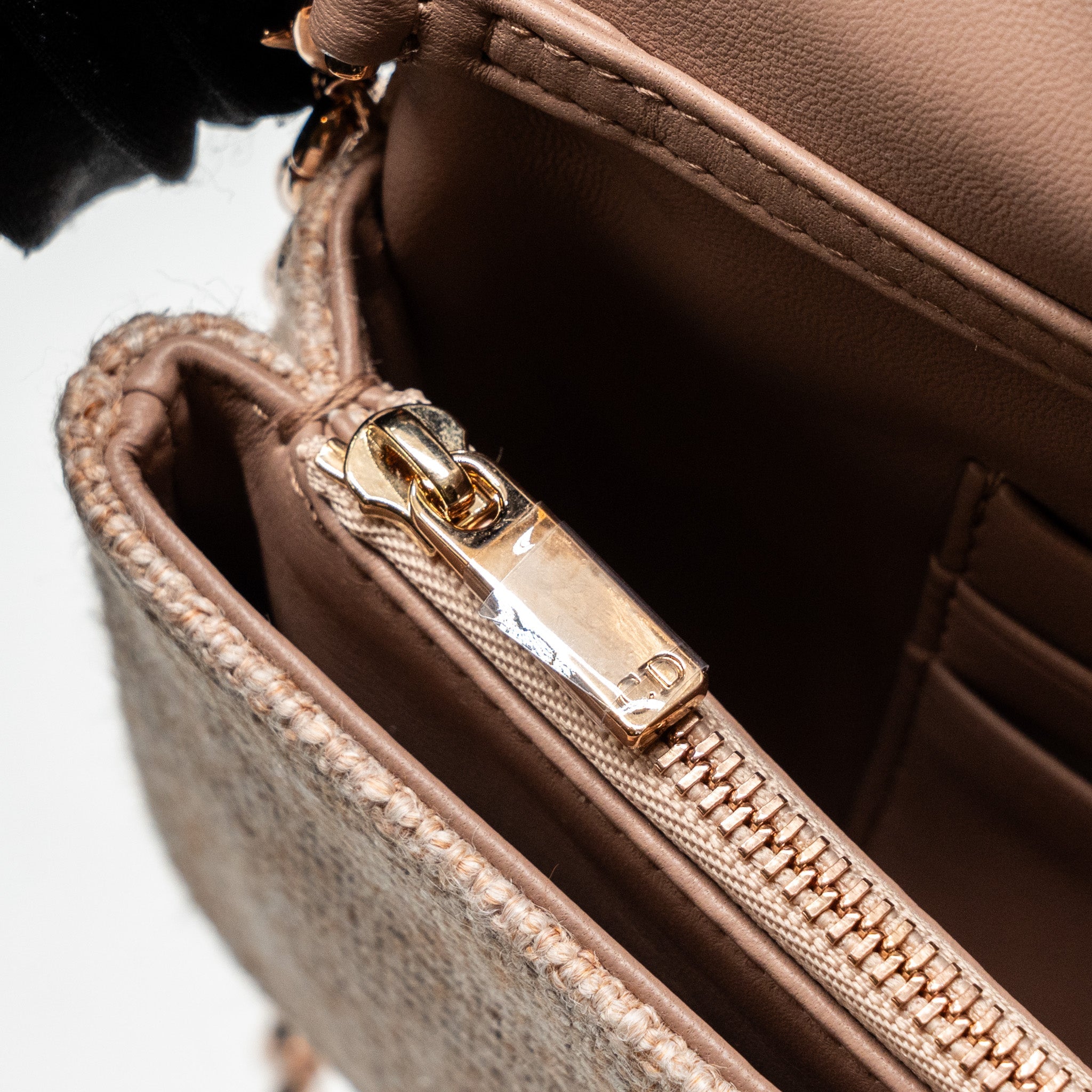 DIOR CARO POUCH CANVAS LIGHT PINK WITH PINK HARDWARE