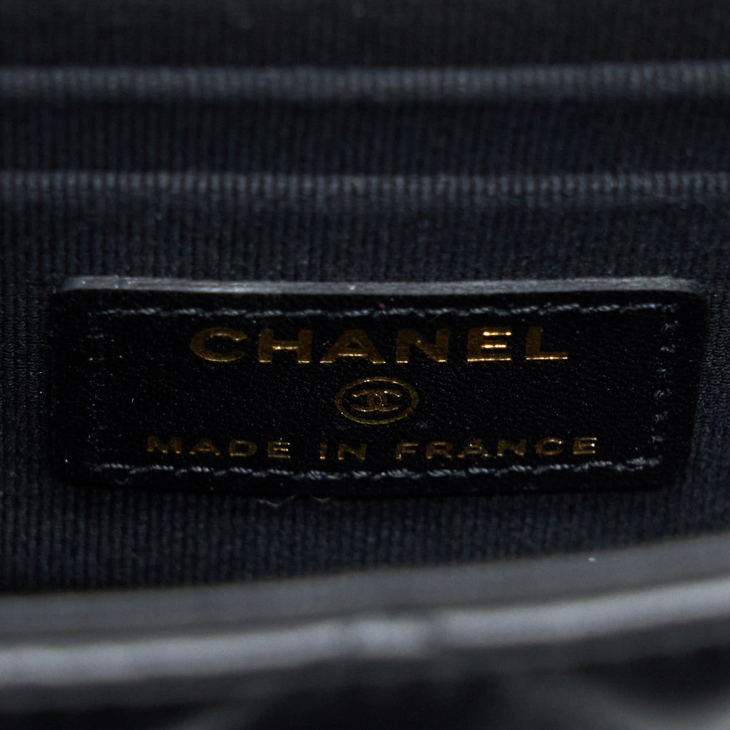 CHANEL TOP HANDLE MINI FLAP BAG LAMBSKIN BLACK LGHW