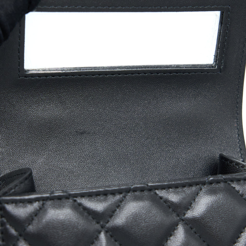 CHANEL TOP HANDLE MINI FLAP BAG LAMBSKIN BLACK LGHW