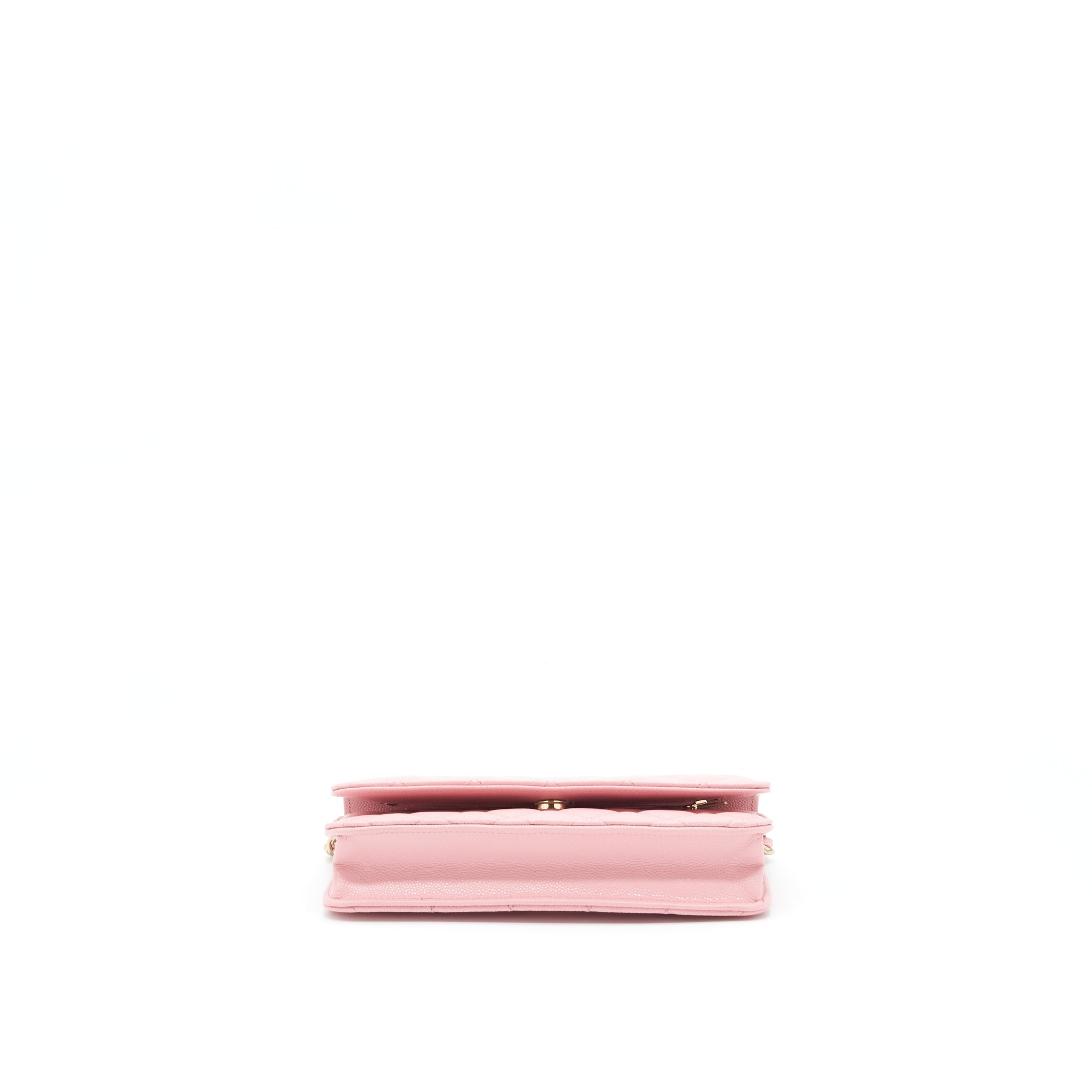 CHANEL 22C CLASSIC WALLET ON CHAIN CAVIAR PINK LGHW (MICROCHIP)