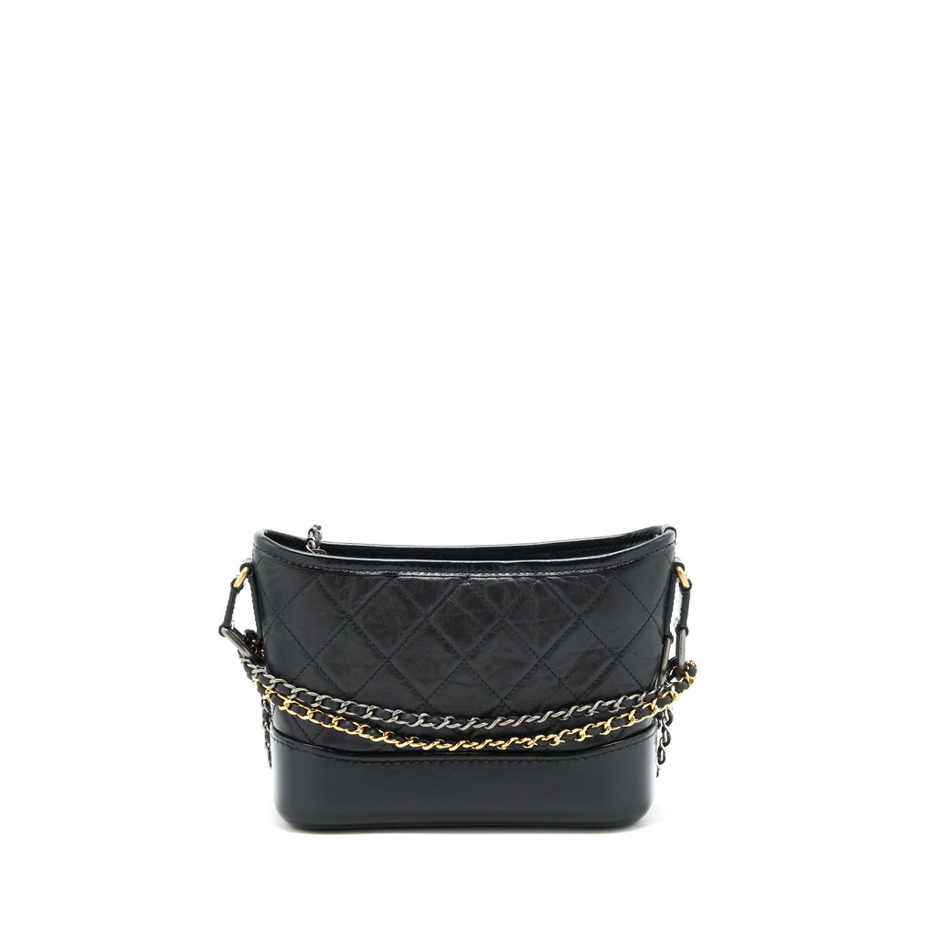 CHANEL SMALL GABRIELLE HOBO BLACK BAG GOLD/SLIVER HARDWARE