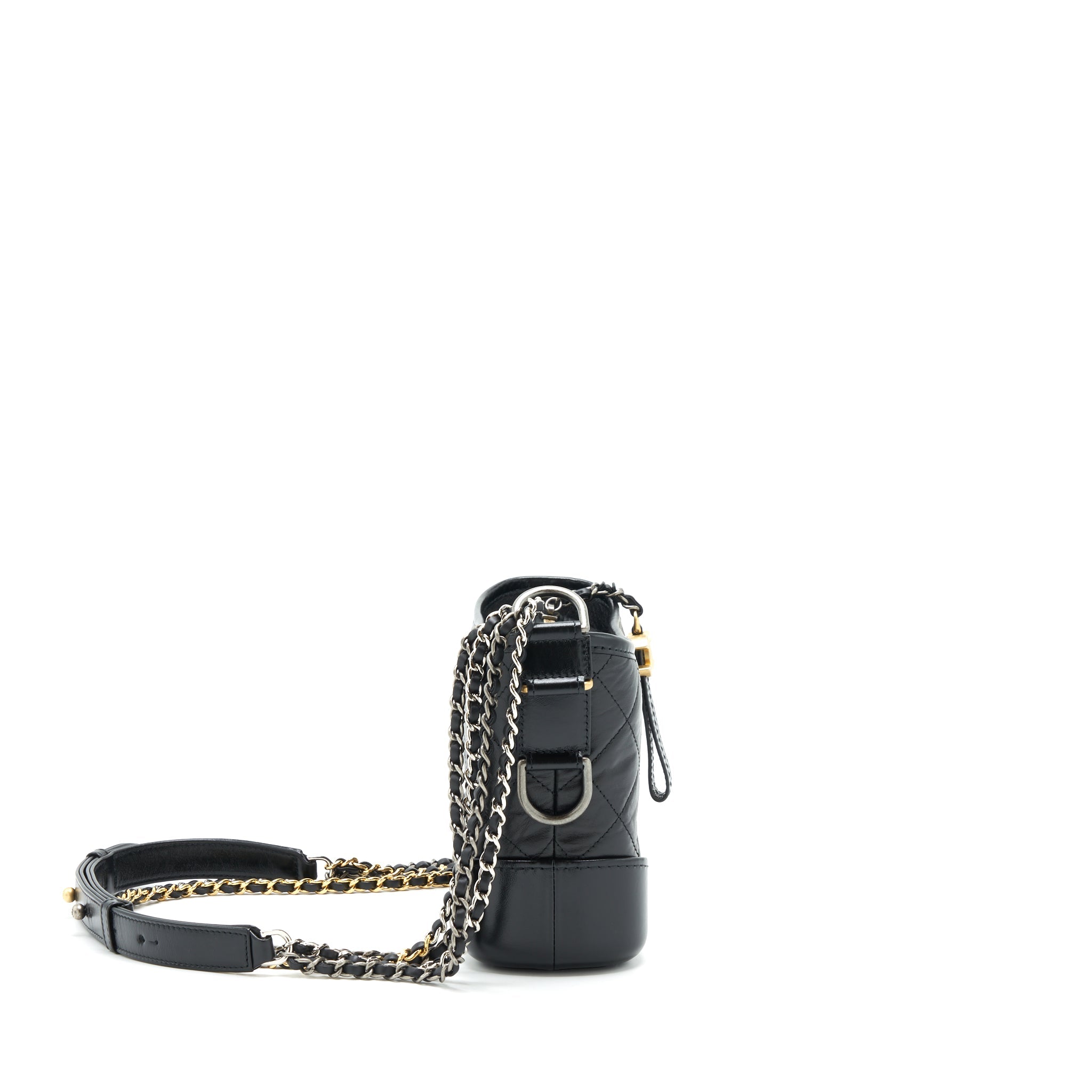 CHANEL SMALL GABRIELLE HOBO BLACK BAG GOLD/SLIVER HARDWARE