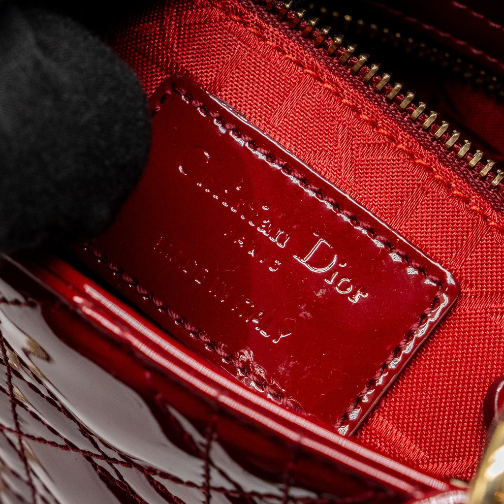 DIOR MINI LADY DIOR PATENT RED LGHW