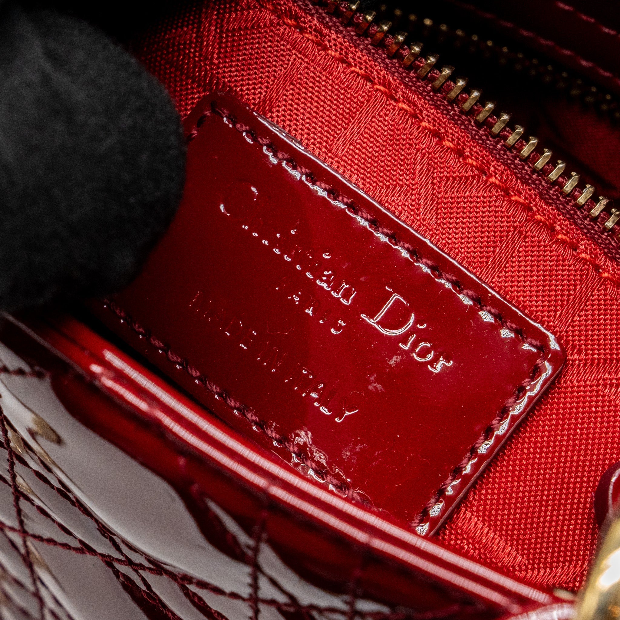 DIOR MINI LADY DIOR PATENT RED LGHW