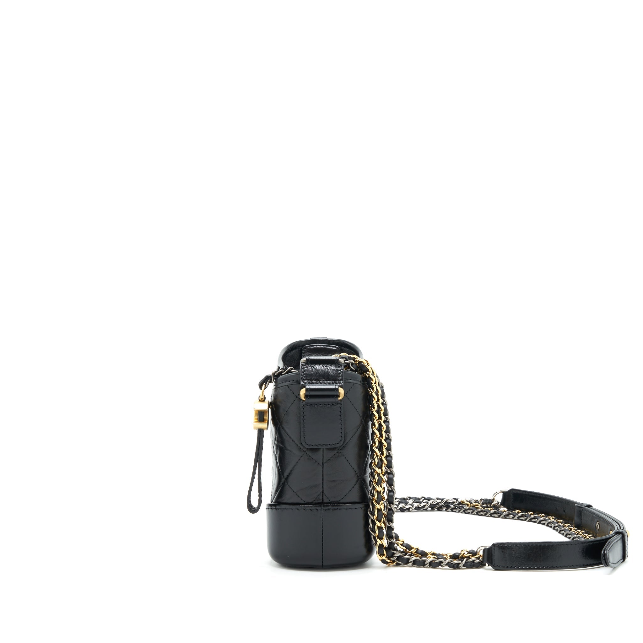 CHANEL SMALL GABRIELLE HOBO BLACK BAG GOLD/SLIVER HARDWARE