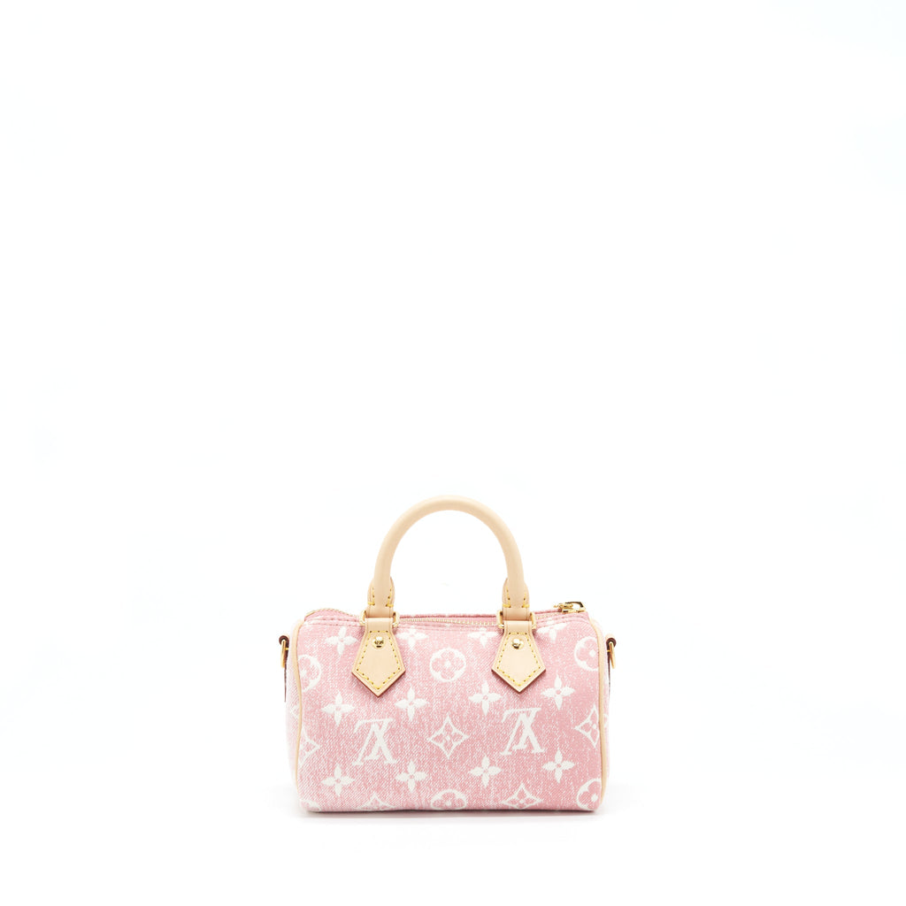 LOUIS VUITTON NANO SPEEDY MONOGRAM JACQUARD DENIM PINK GHW