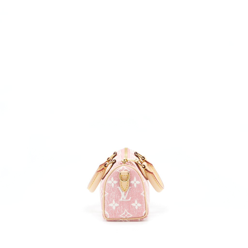 LOUIS VUITTON NANO SPEEDY MONOGRAM JACQUARD DENIM PINK GHW