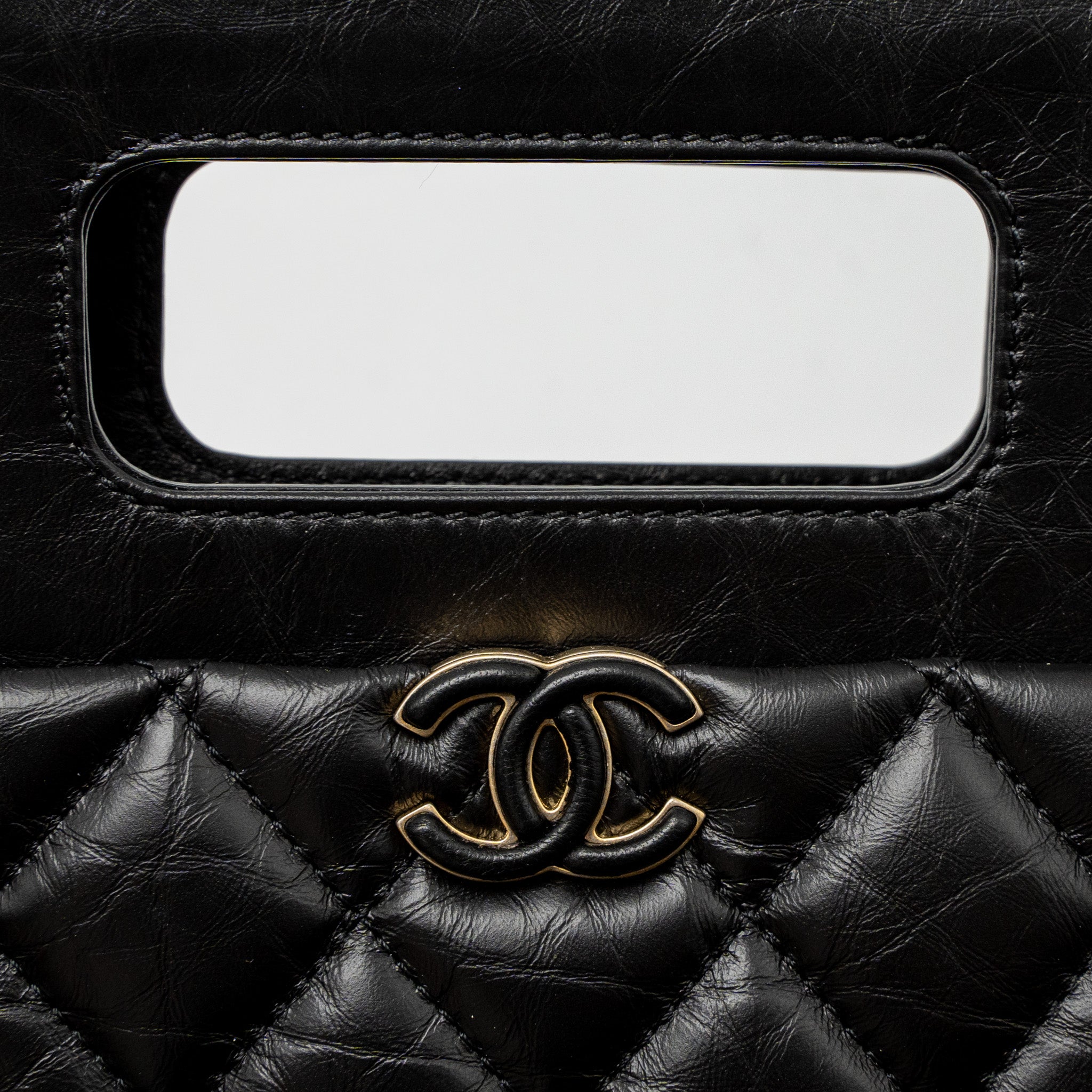 CHANEL 23S CLUTCH BAG WITH CHAIN CALFSKIN BLACK BRUSHED GHW (MICROCHIP)
