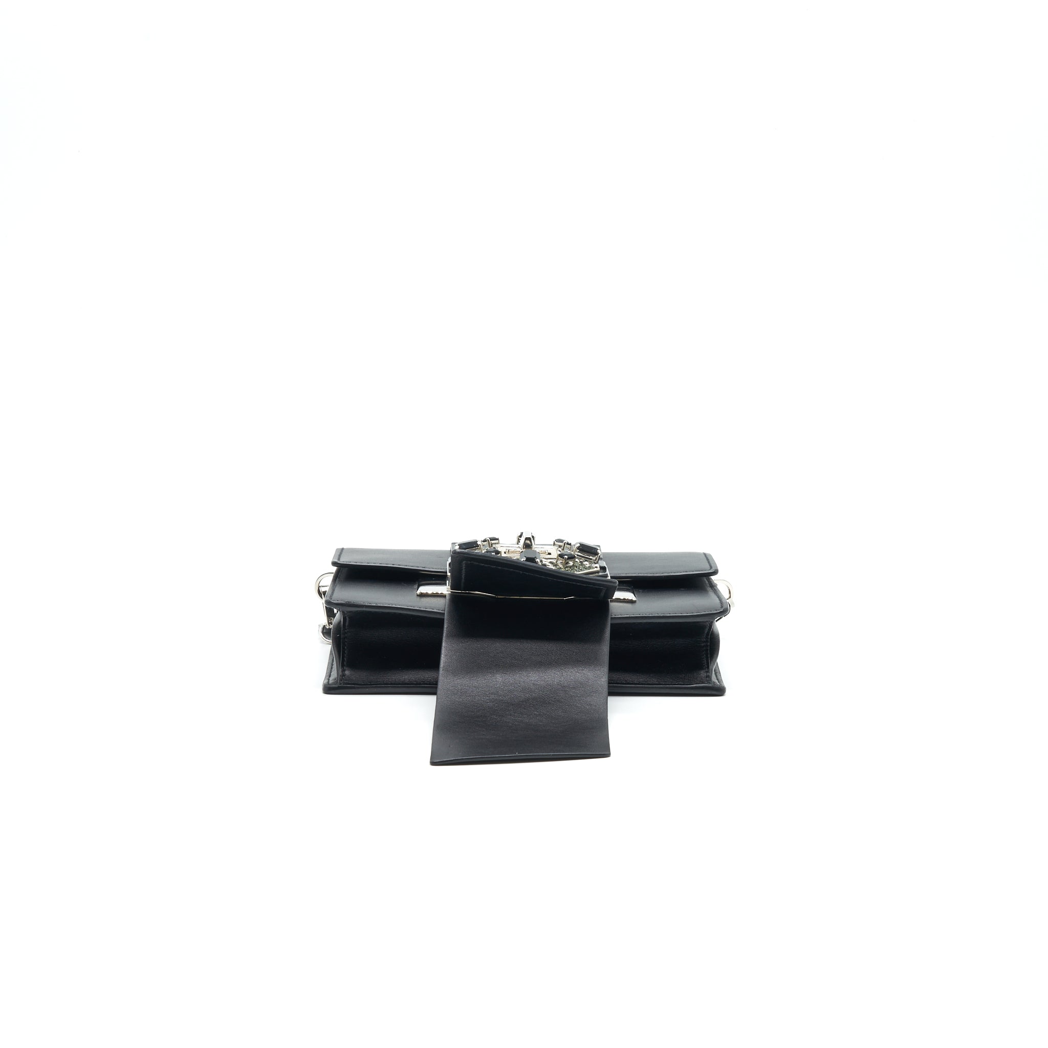 PRADA PLAX JEWELS RIBBON BAG 1BD067 BLACK SHW