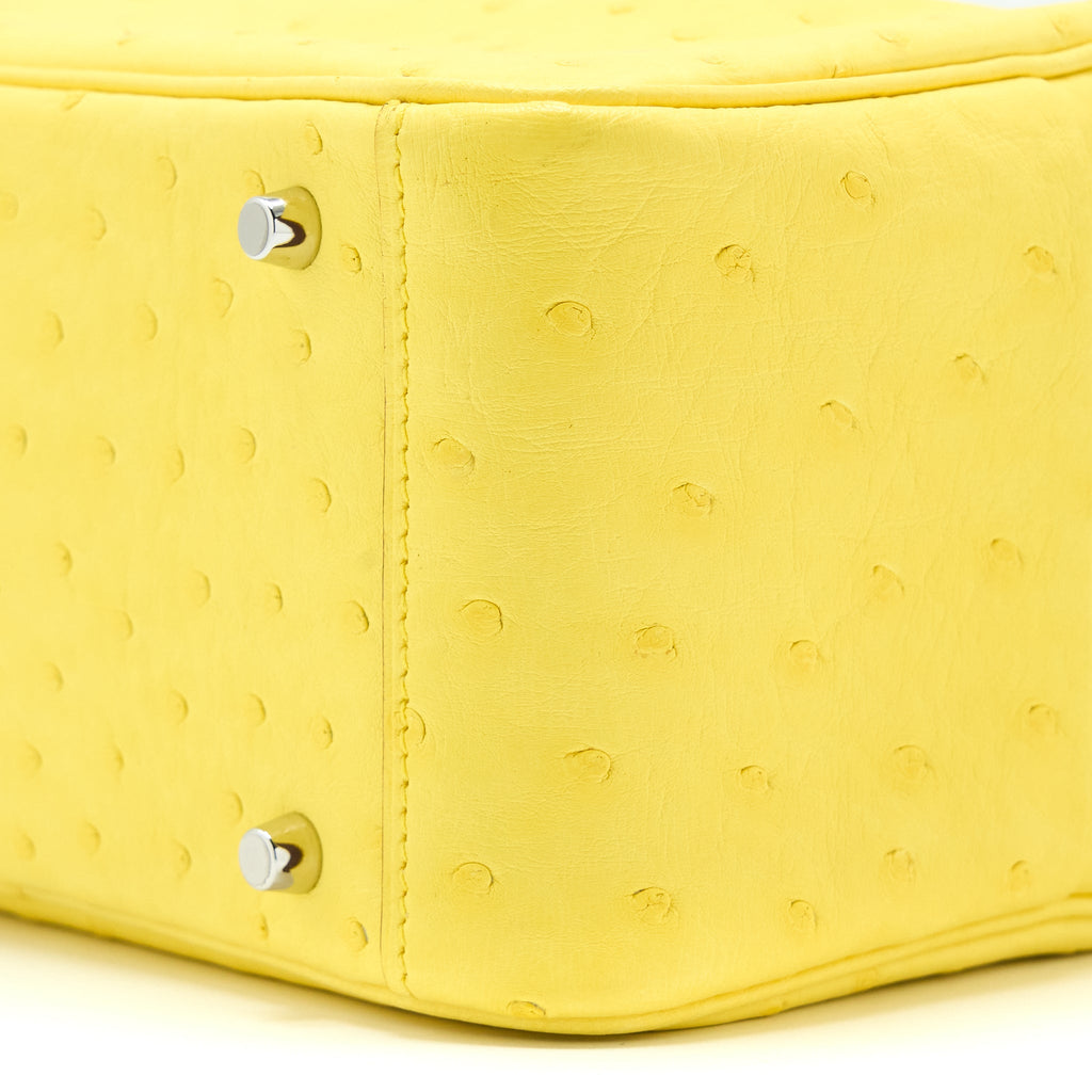HERMES MINI LINDY OSTRICH JAUNE CITRON SHW