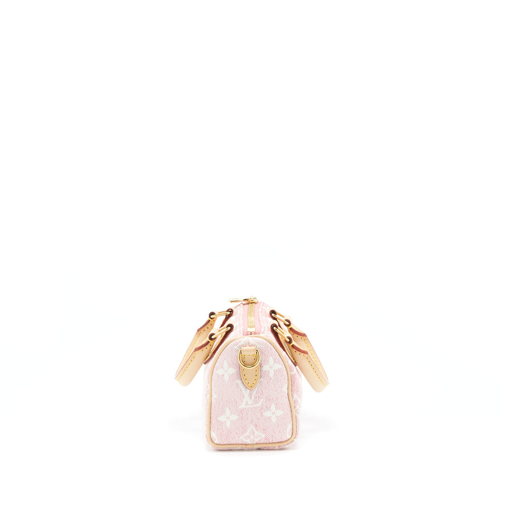 LOUIS VUITTON NANO SPEEDY MONOGRAM JACQUARD DENIM PINK GHW