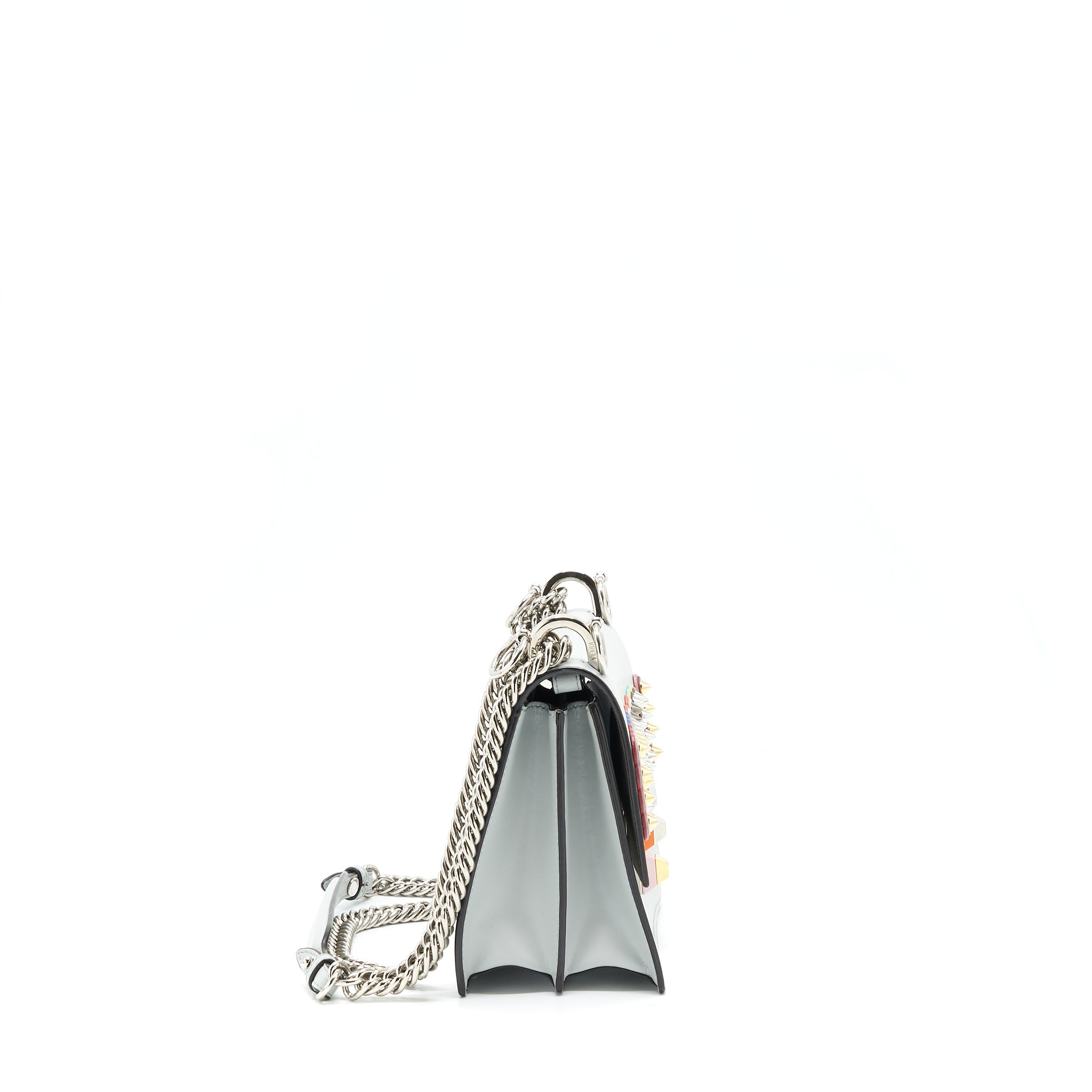 FENDI KAN I STUDDED SHOULDER BAG LIGHT BLUE/MULTICOLOUR SHW