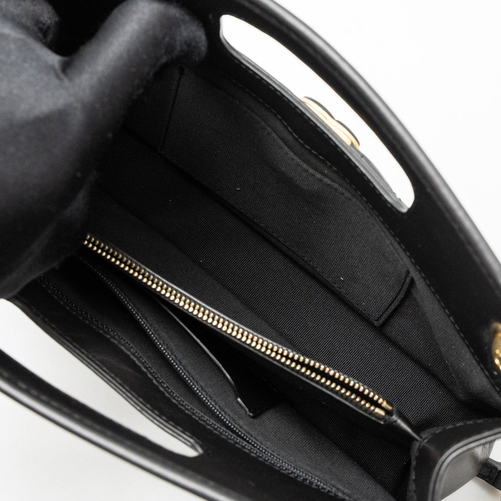 CHANEL 23S CLUTCH BAG WITH CHAIN CALFSKIN BLACK BRUSHED GHW (MICROCHIP)