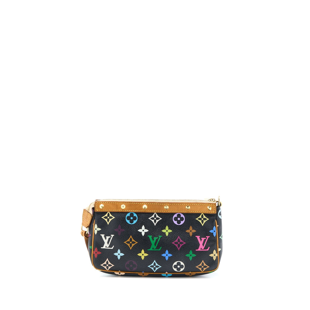 LOUIS VUITTON VINTAGE POCHETTE ACCESSORIES MULTICOLOUR MONOGRAM CANVAS BLACK GHW